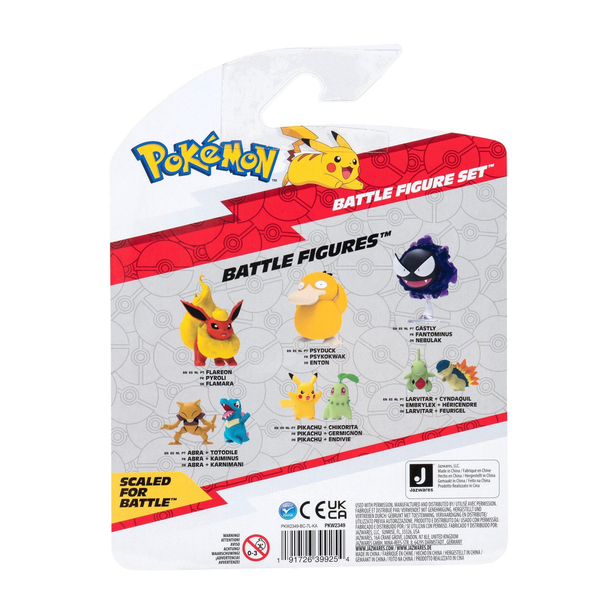 Pokemon 2-in Battle Action Figure Set 3-Pack - Chikorita, Abra, Jolteon