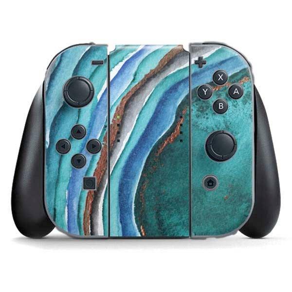 Download Geode Turquoise Watercolor Joy Con Controller Skin For Nintendo Switch Nintendo Switch Gamestop