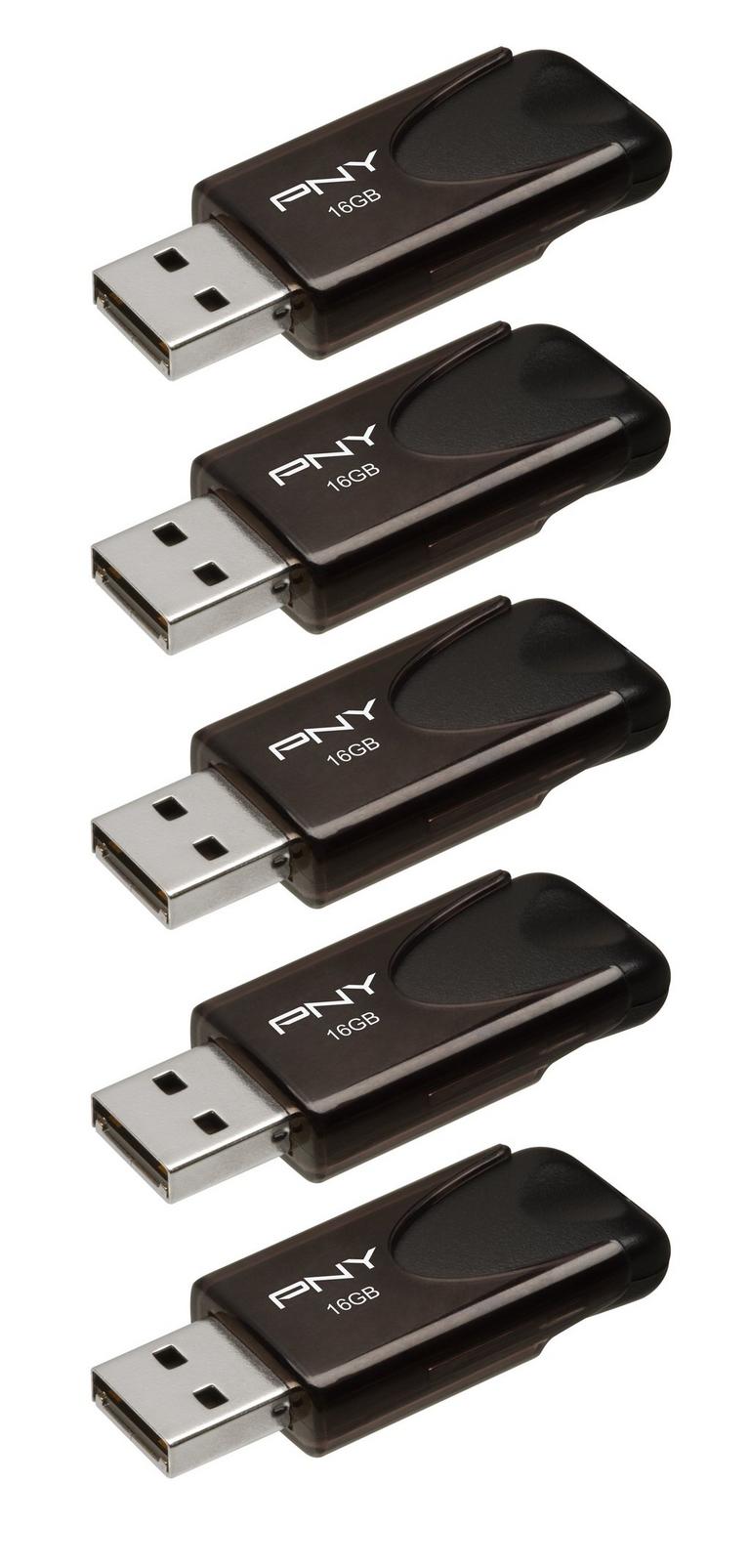 PNY Attache 3 USB 2.0 Flash Drive 16GB 5 Pack P-FD16GX5ATT03-MP