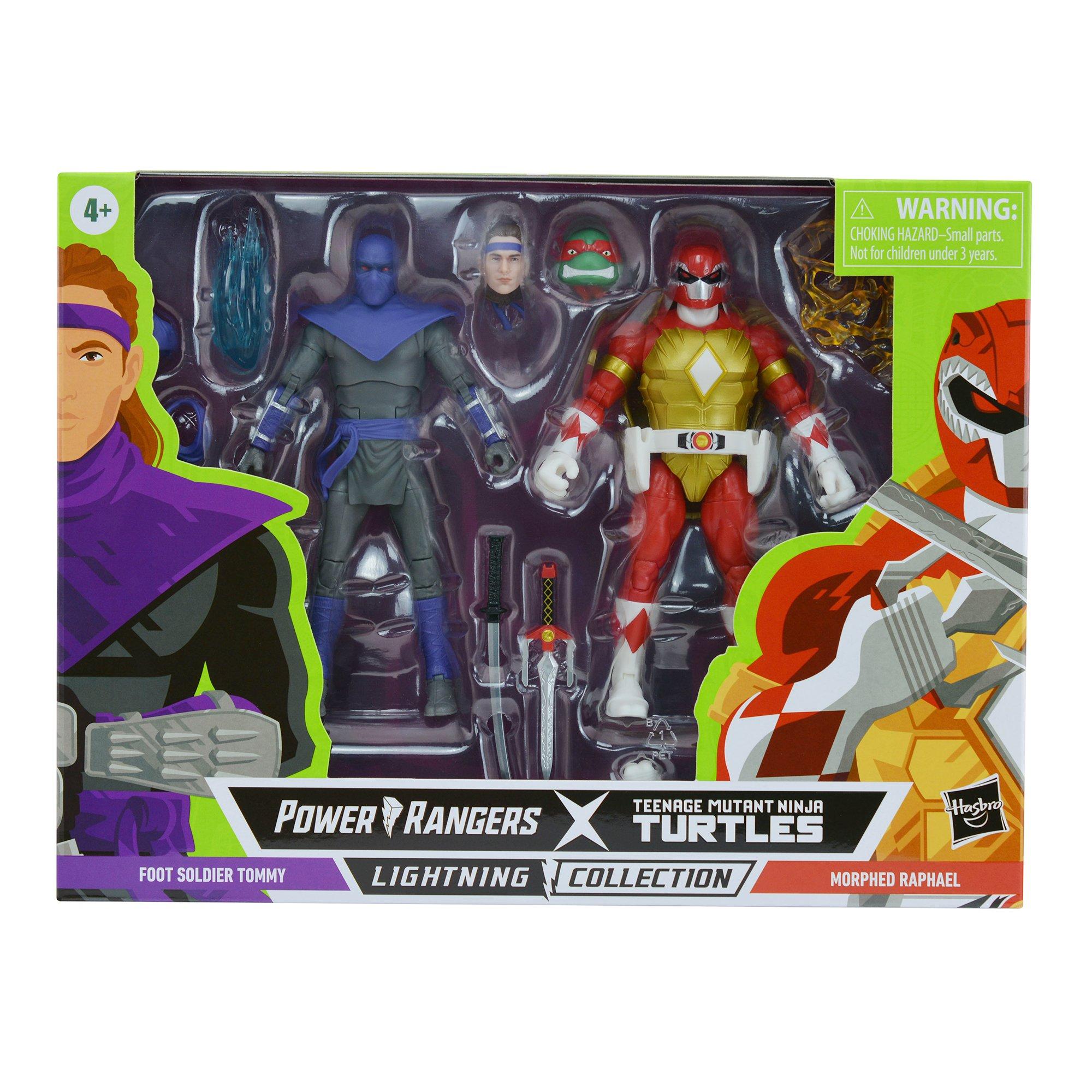 Hasbro Power Rangers Teenage Mutant Ninja Turtles Raphael Red Ranger and Foot Soldier Tommys 6-in Action Figure