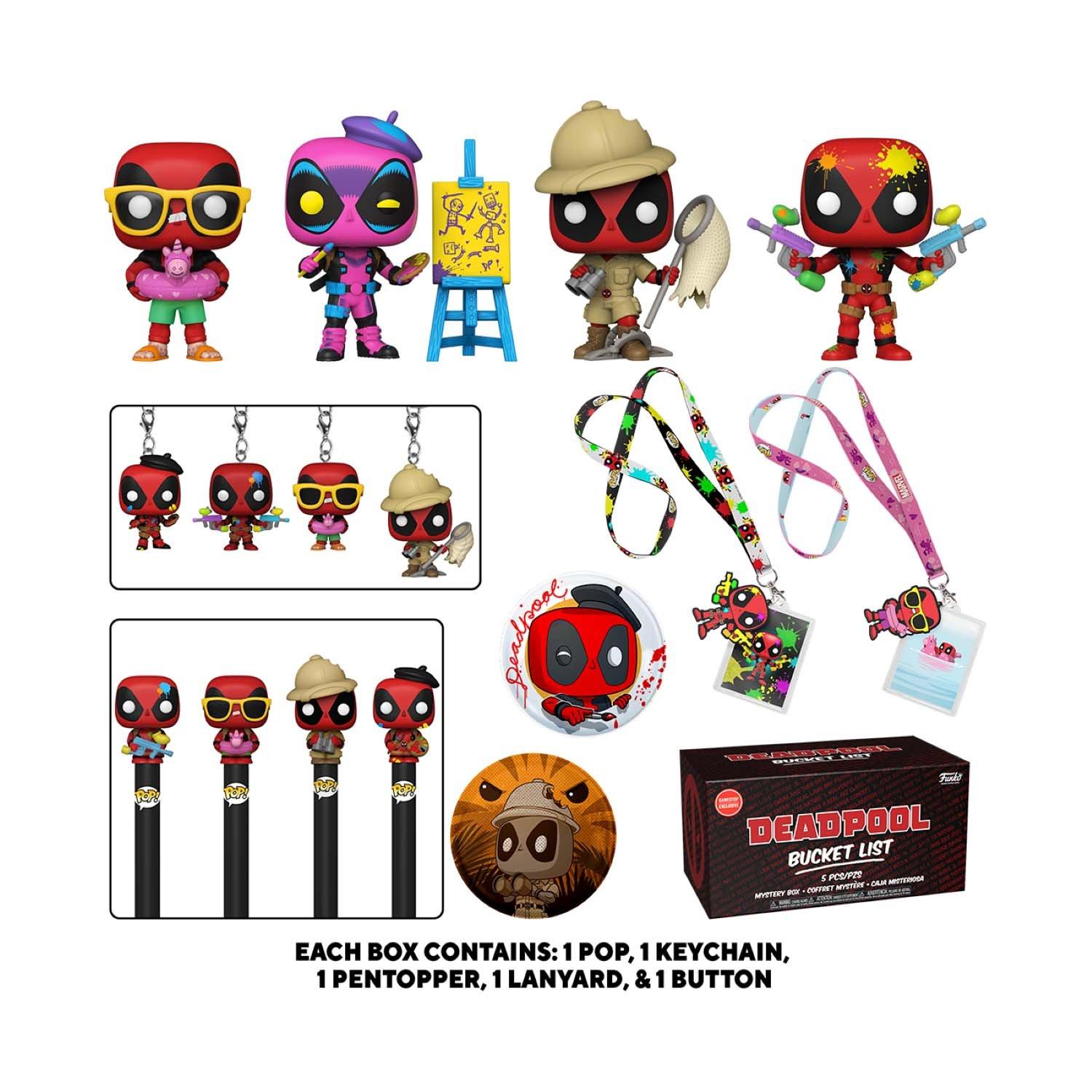 Funko Pop Marvel Artist Deadpool #887 Black Light Bucket List Gamestop  Exclusive