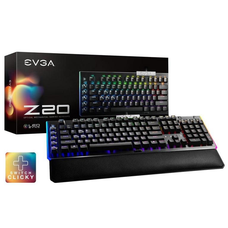 EVGA Z20 RGB Backlit LED Optical Mechanical Clicky Switches Gaming Keyboard