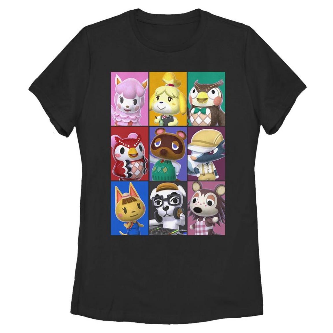 Animal Crossing Character Color Blocks Women's T-Shirt, Size: XL, Fifth Sun, Black