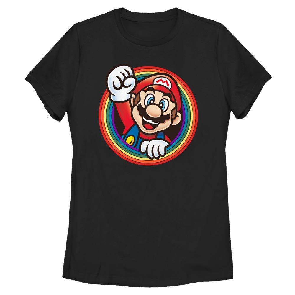 Super Mario - Mario Rainbow Circle Womens T-Shirt