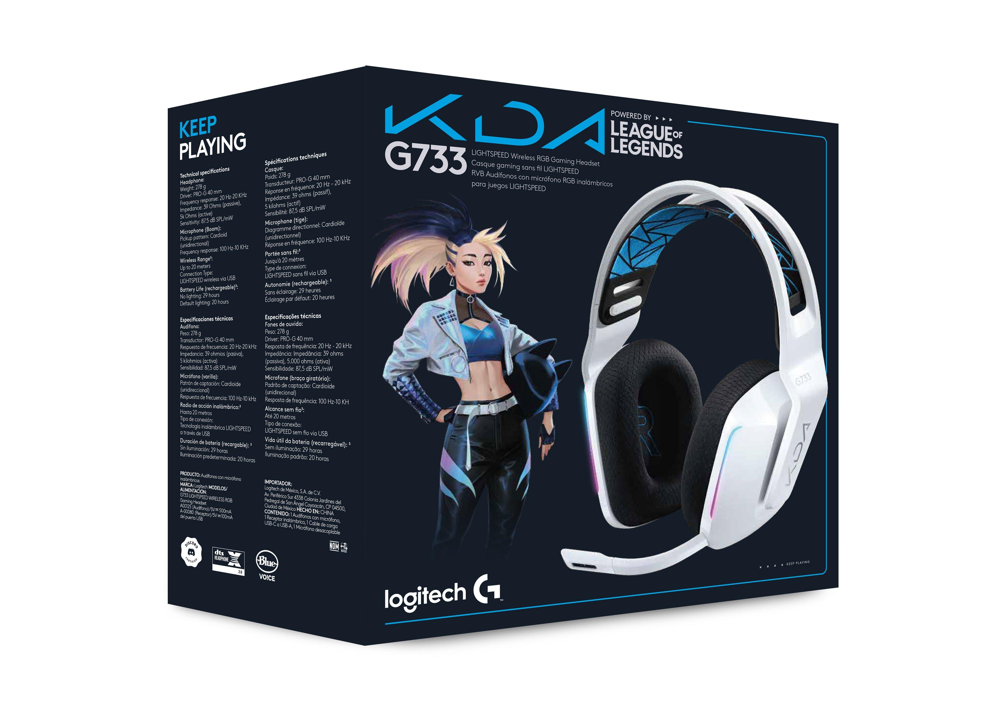 list item 12 of 16 Logitech League of Legends K/DA G733 LIGHTSPEED Wireless RGB White Gaming Headset