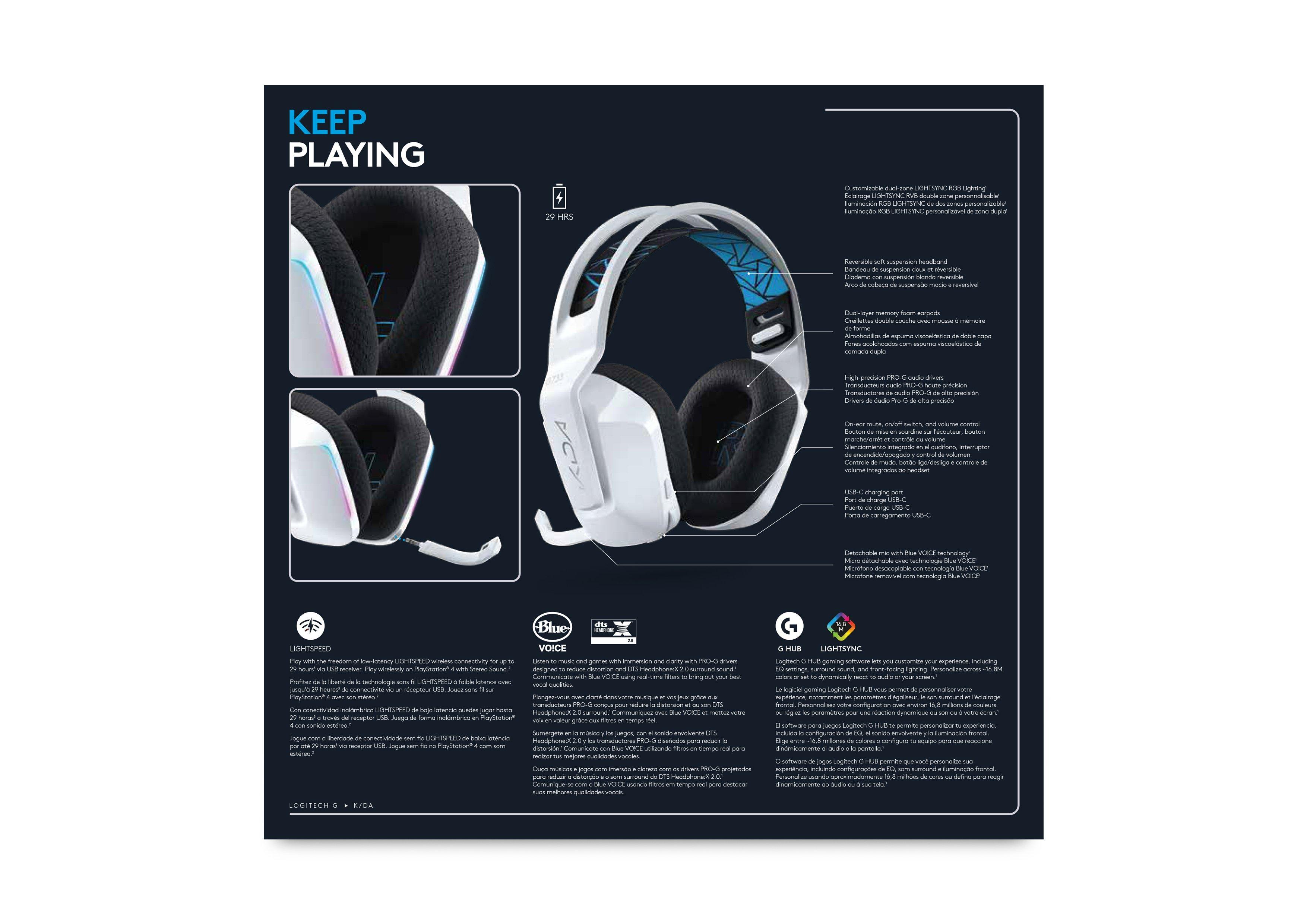 Logitech League of Legends K/DA G733 LIGHTSPEED Wireless RGB White ...