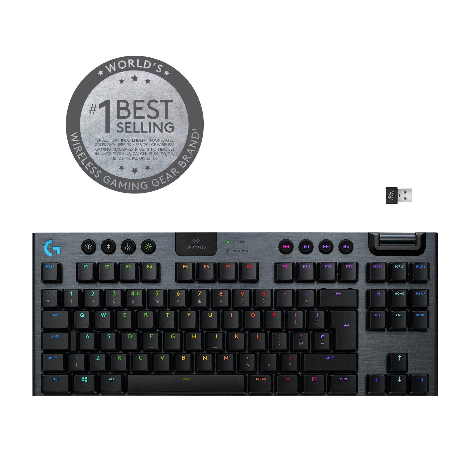 Logitech G915 TKL LIGHTSPEED Wireless Carbon Tactile Switches RGB