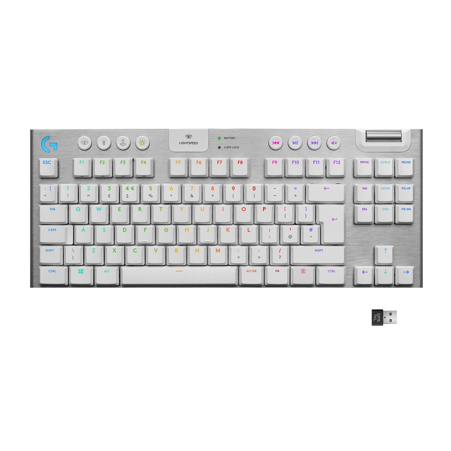 Logitech G915 TKL LIGHTSPEED Wireless White Tactile Switches RGB Gaming
