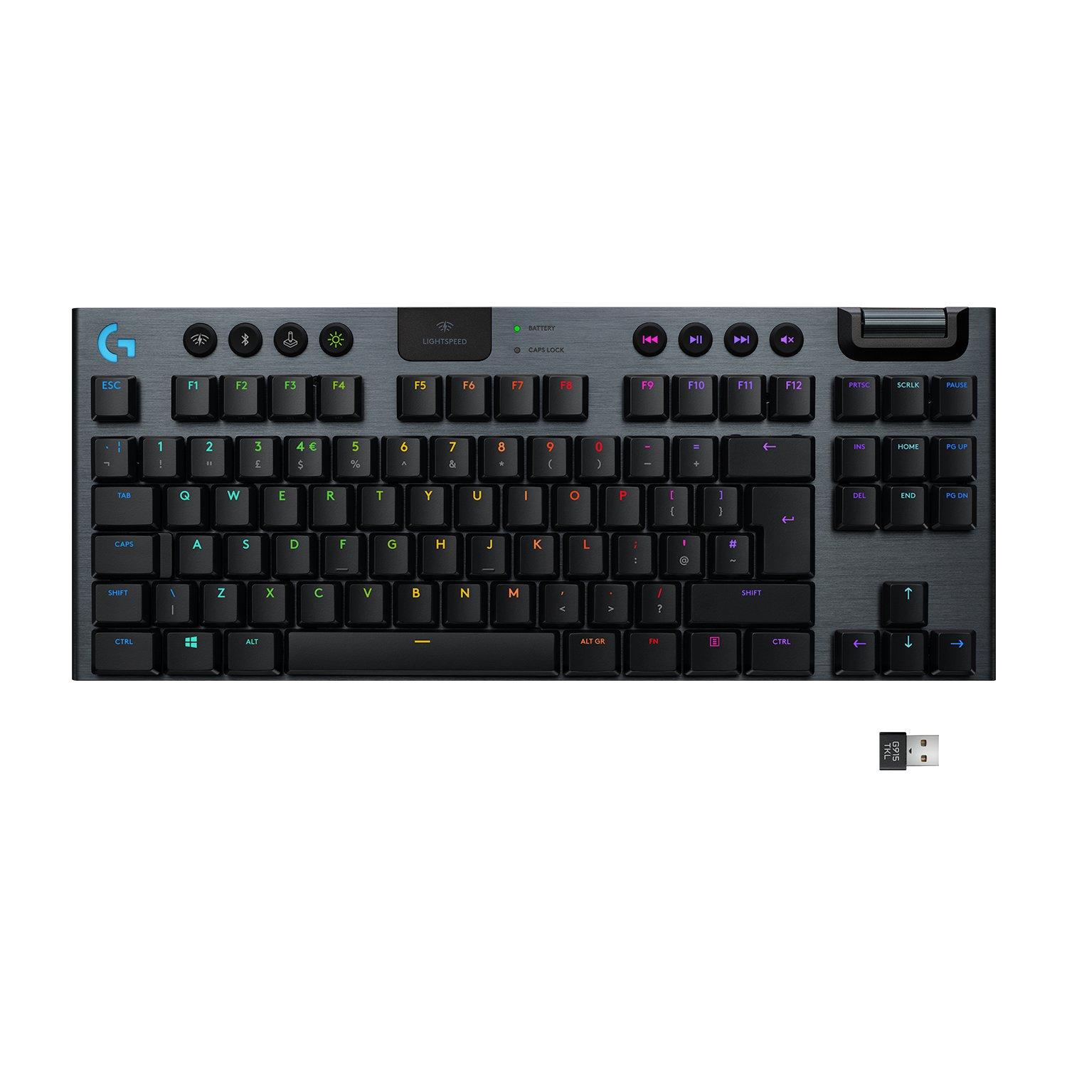 Logitech G915 TKL LIGHTSPEED Wireless Carbon Clicky Switches Gaming