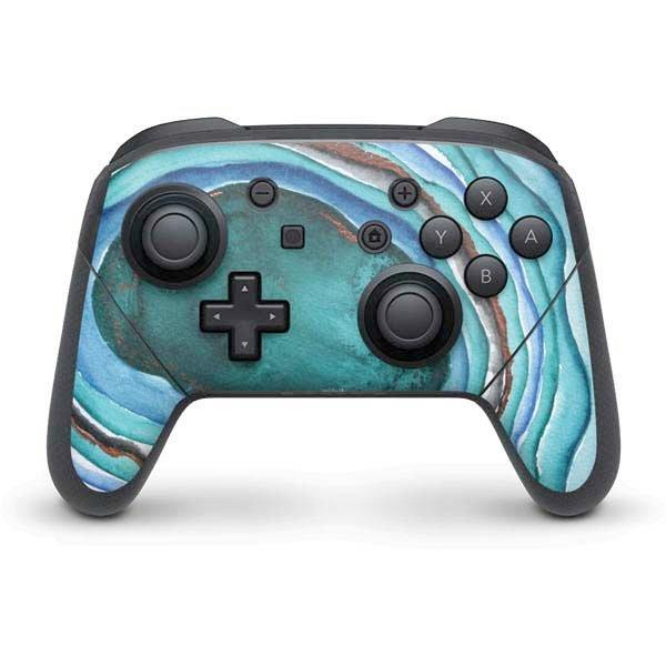 Download Geode Turquoise Watercolor Controller Skin For Nintendo Switch Pro Nintendo Switch Gamestop