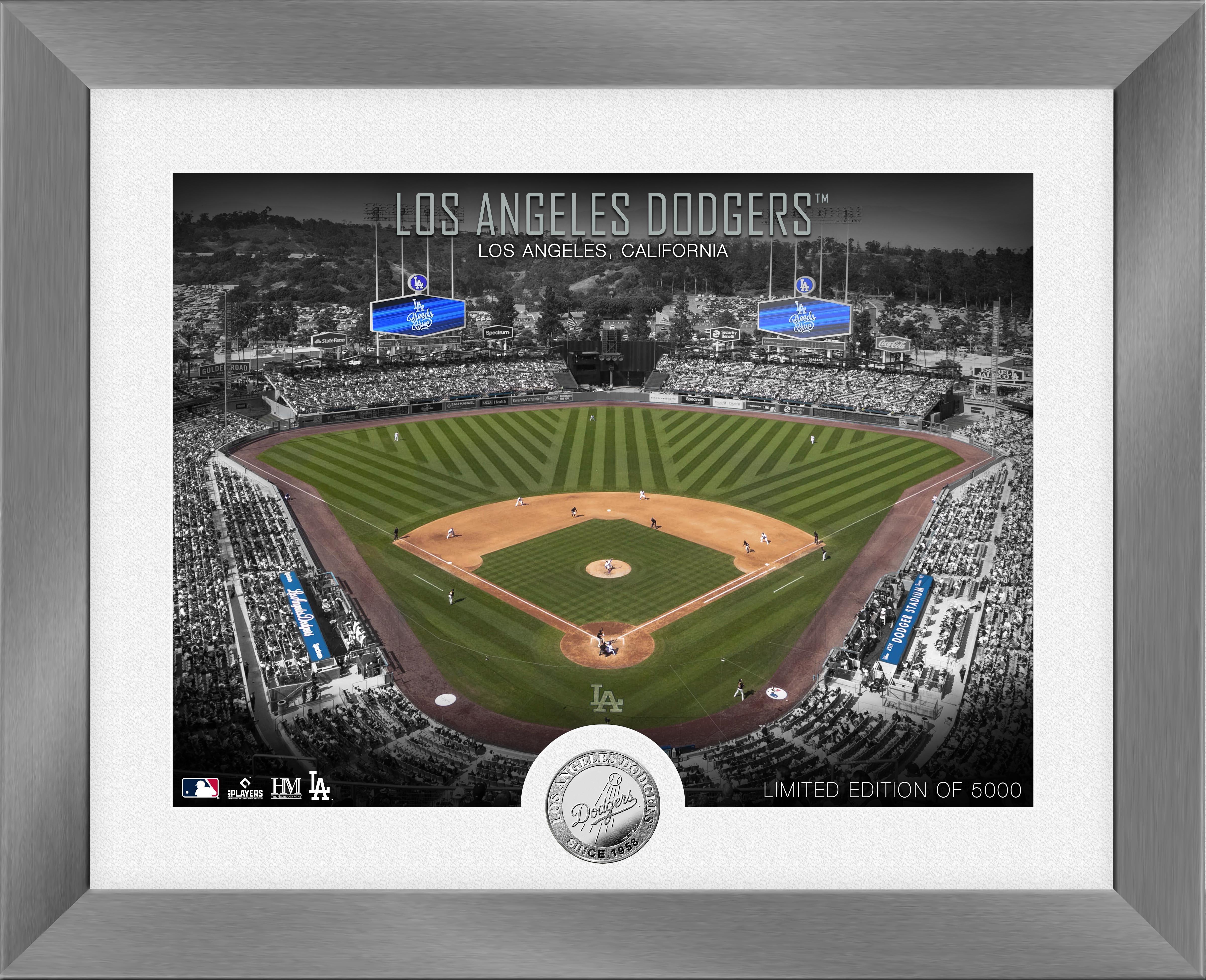 Highland Mint Los Angeles Dodgers Art Deco Silver Minted Coin and Framed Photo