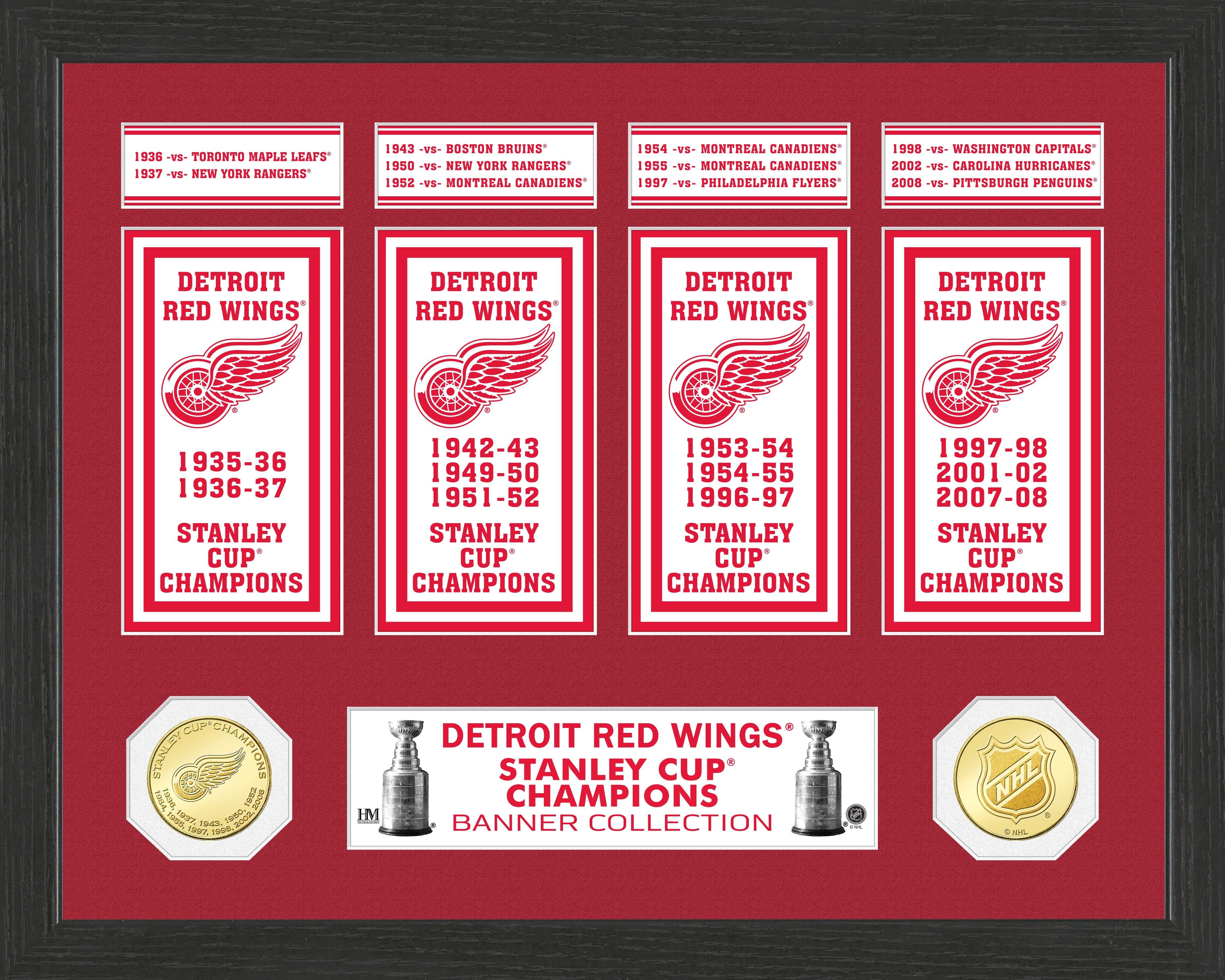 list item 1 of 1 Highland Mint Detroit Redwings Stanley Cup Banner and Photo Mint Collection