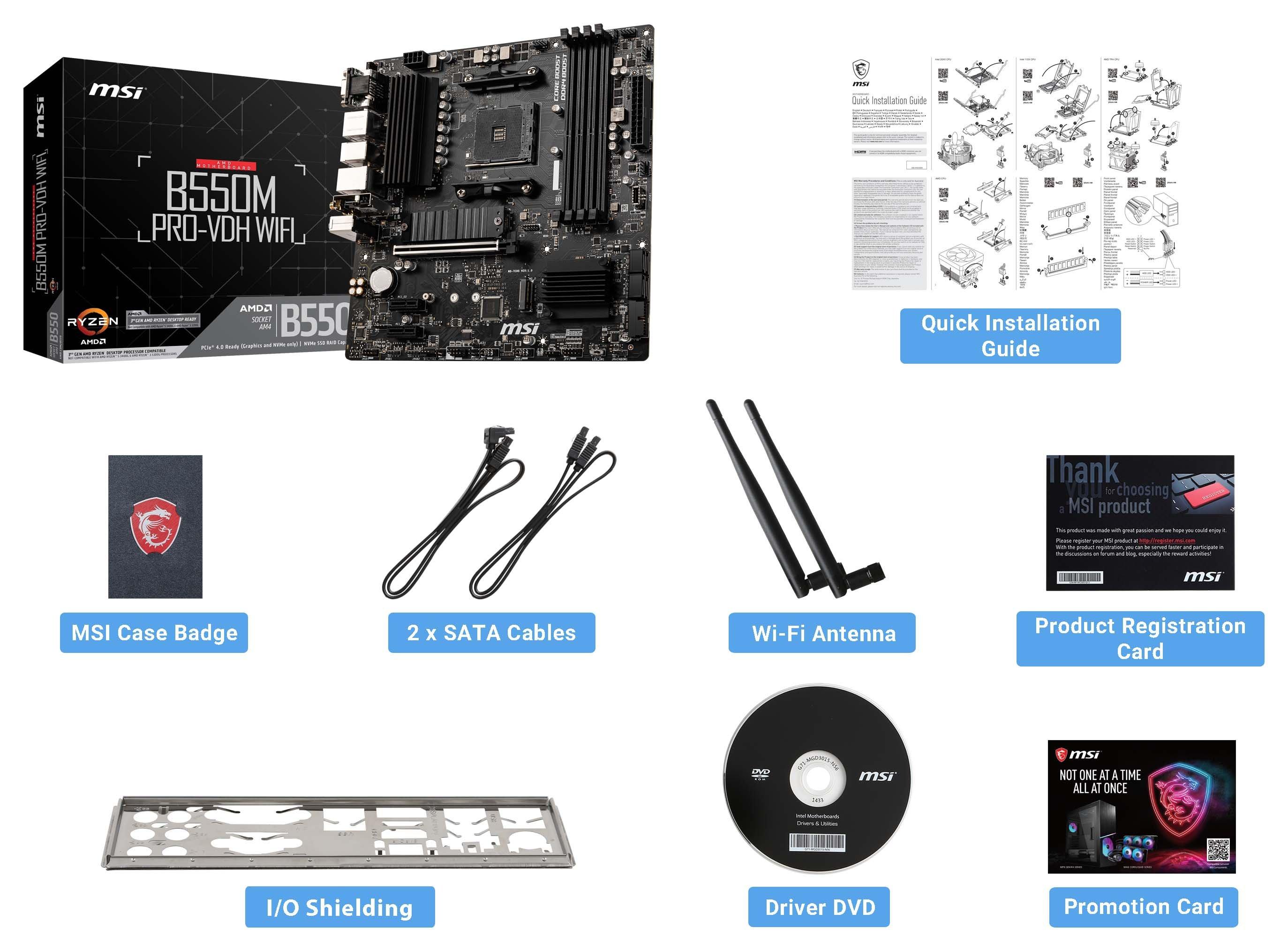 MSI B550M PRO-VDH WiFi Gaming Motherboard