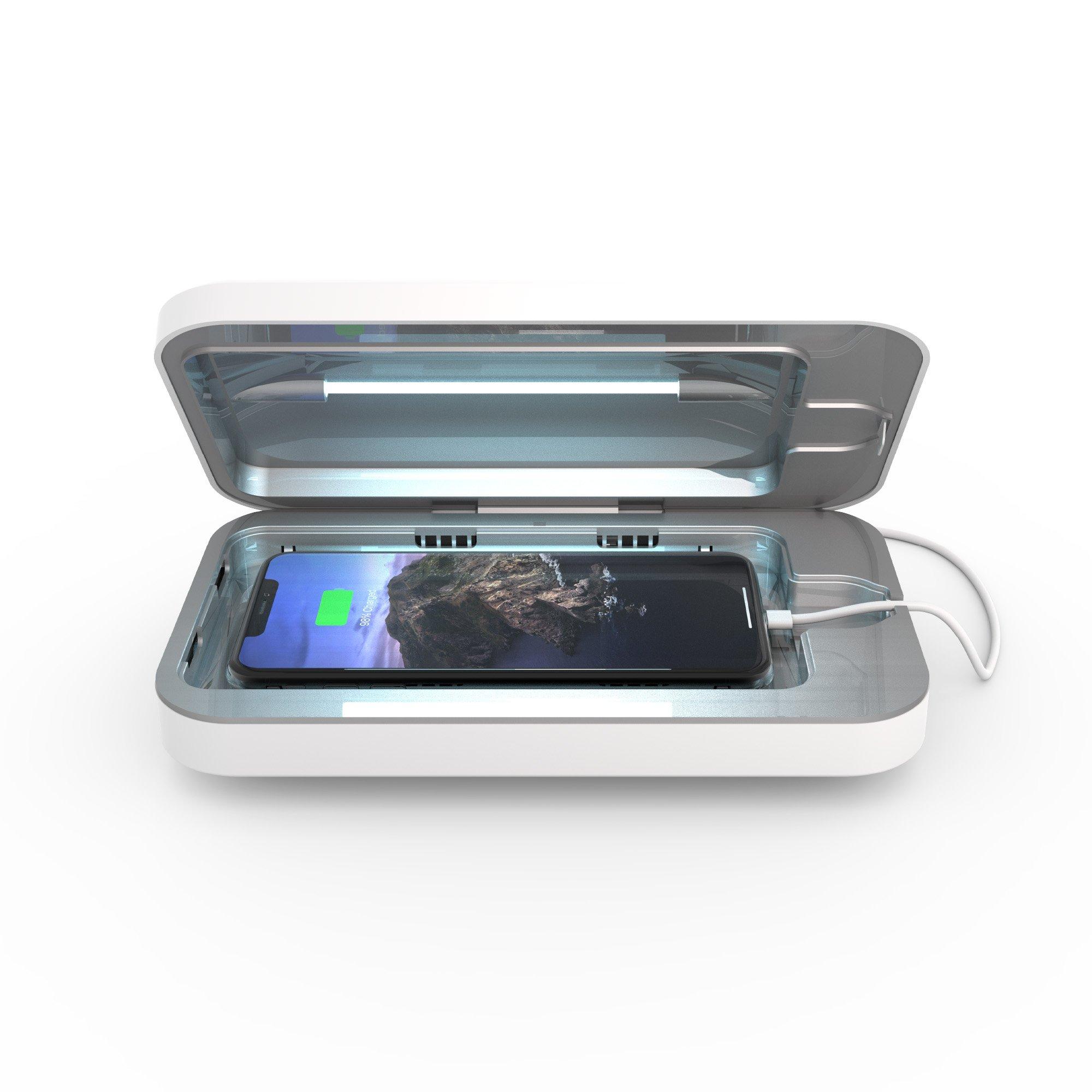 PhoneSoap Go White Portable Phone UV Light Sanitizing Case and Charger