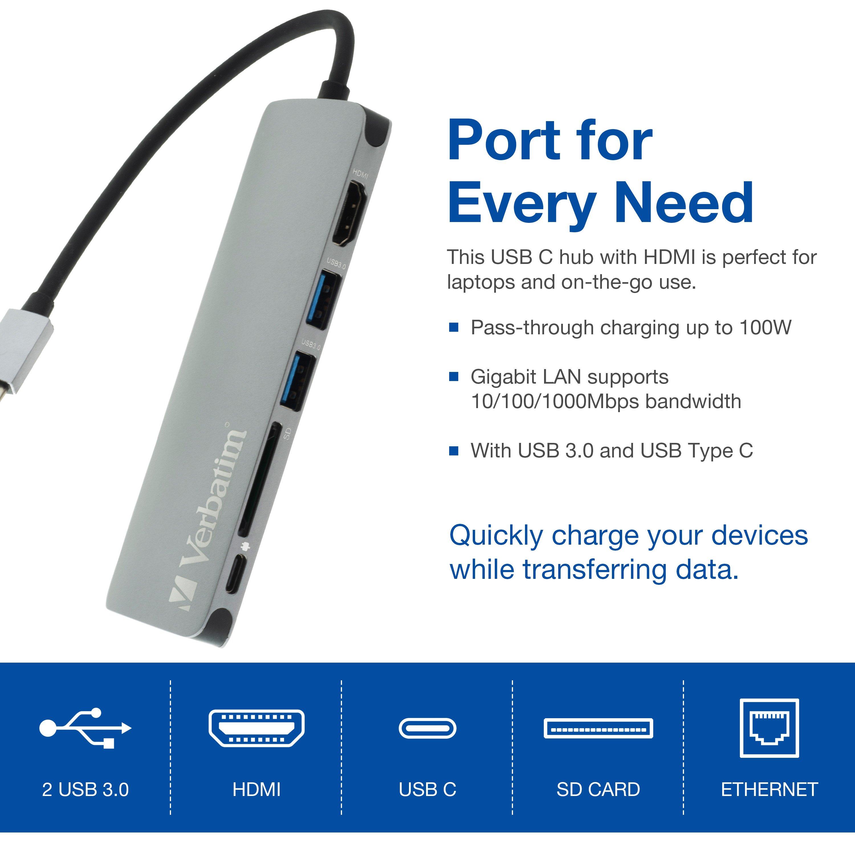 Verbatim 6in1 USBC Hub Adapter with Dongle GameStop