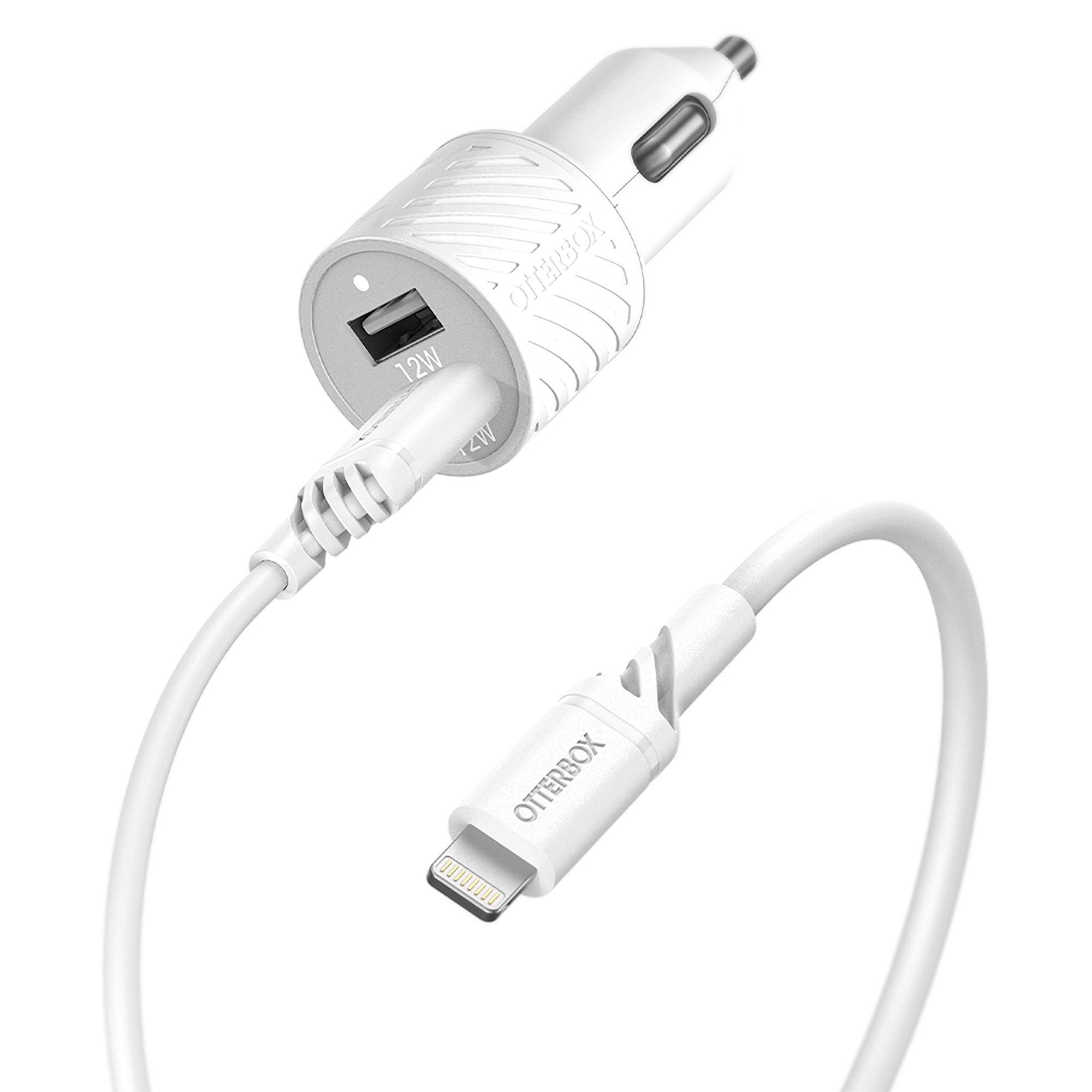 Dual Port USB 12w and USB to Lightning Cable Car Charger