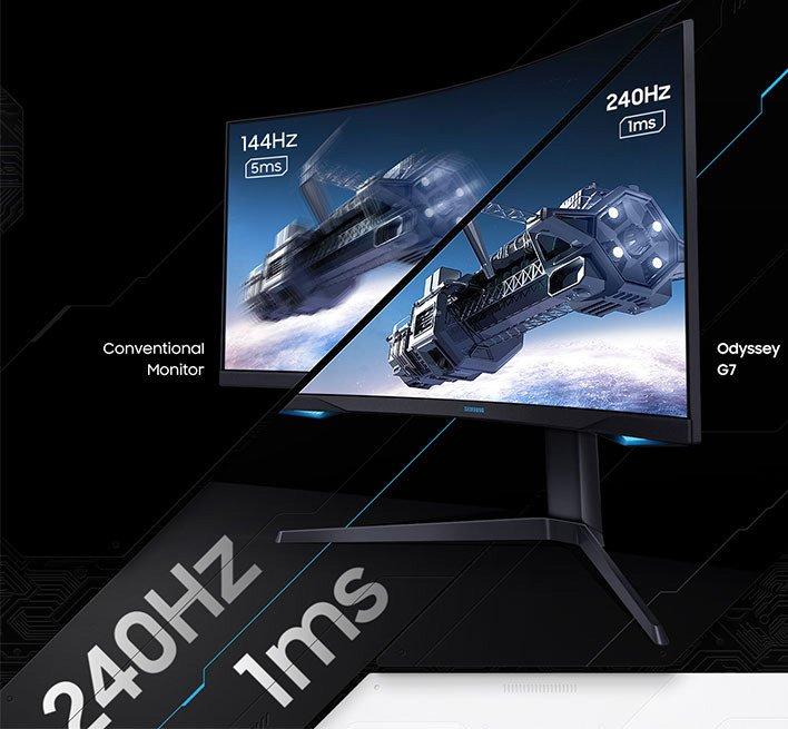 Samsung Odyssey G7 27-in 2560x1440 240Hz Curved Gaming Monitor