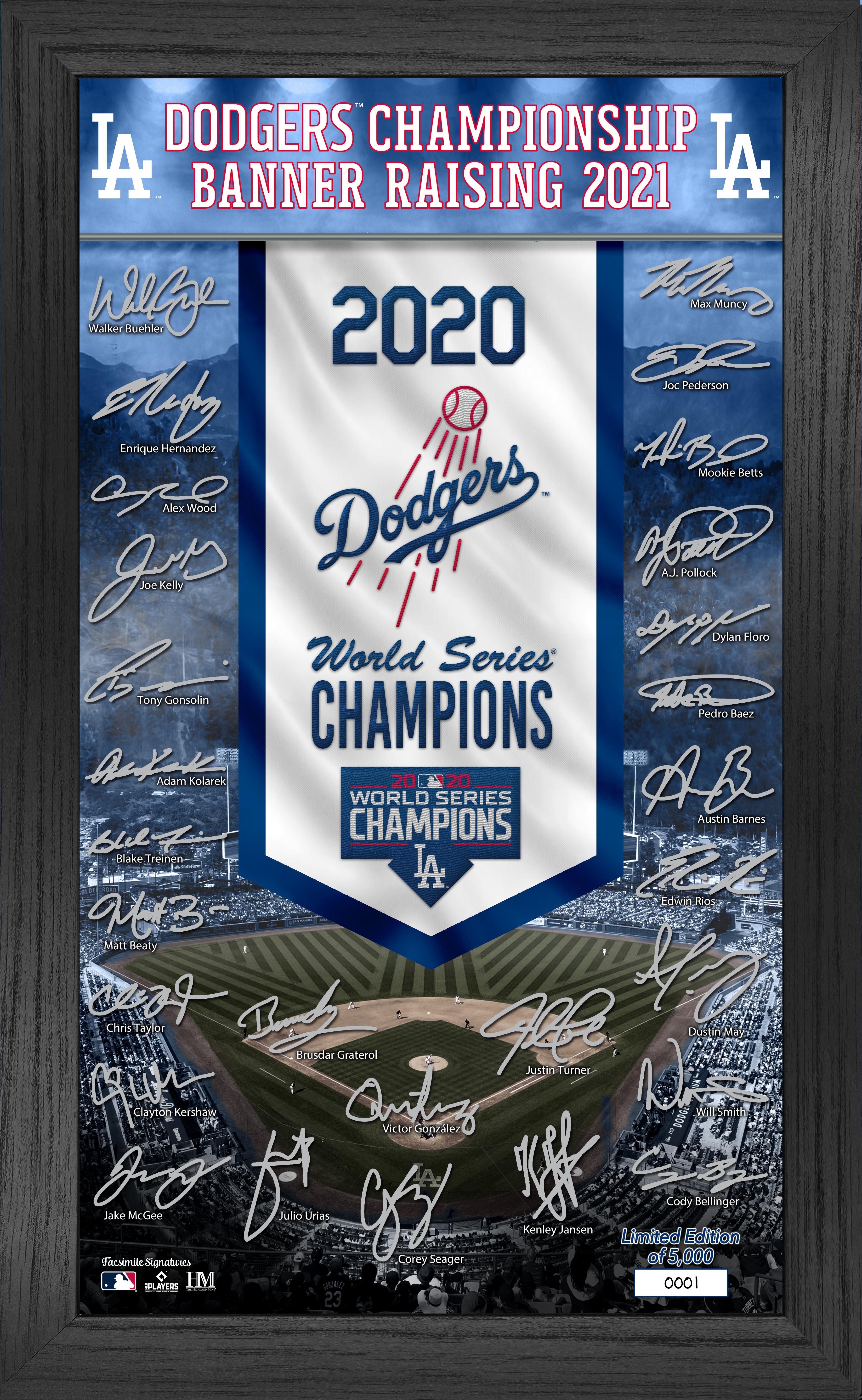 Highland Mint MLB Los Angeles Dodgers World Series 2021 Banner Raising with Signatures