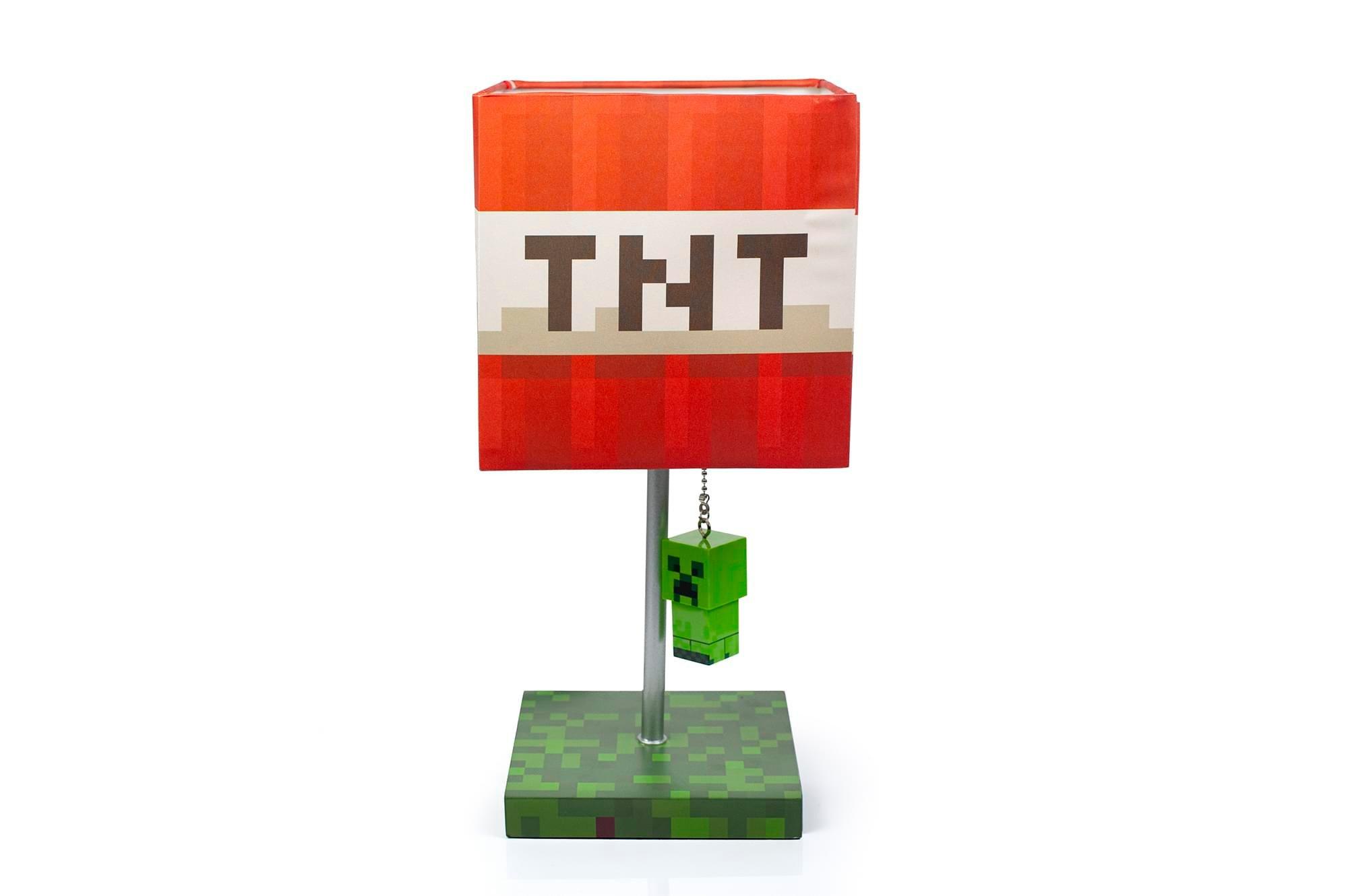 Minecraft Tnt Block Led Desk Lamp With 3d Creeper Pull