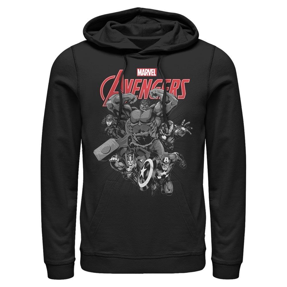 Marvel Avengers Comic Fight Group Pose Mens Hooded Sweatshirt