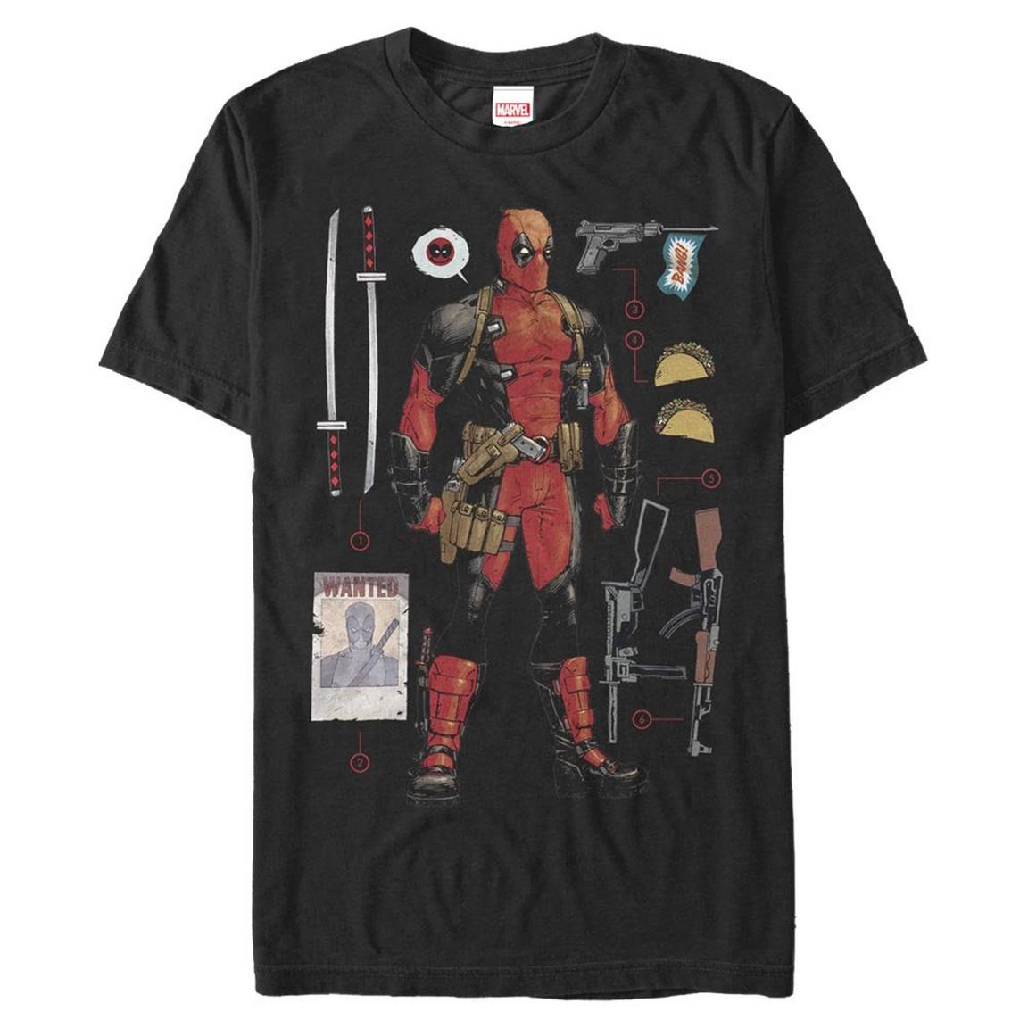 Marvel Deadpool Essential Items Unisex T-Shirt, Size: XL, Fifth Sun