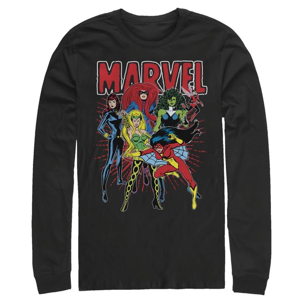 Marvel Female Hero Pose Long Sleeve Mens T-Shirt