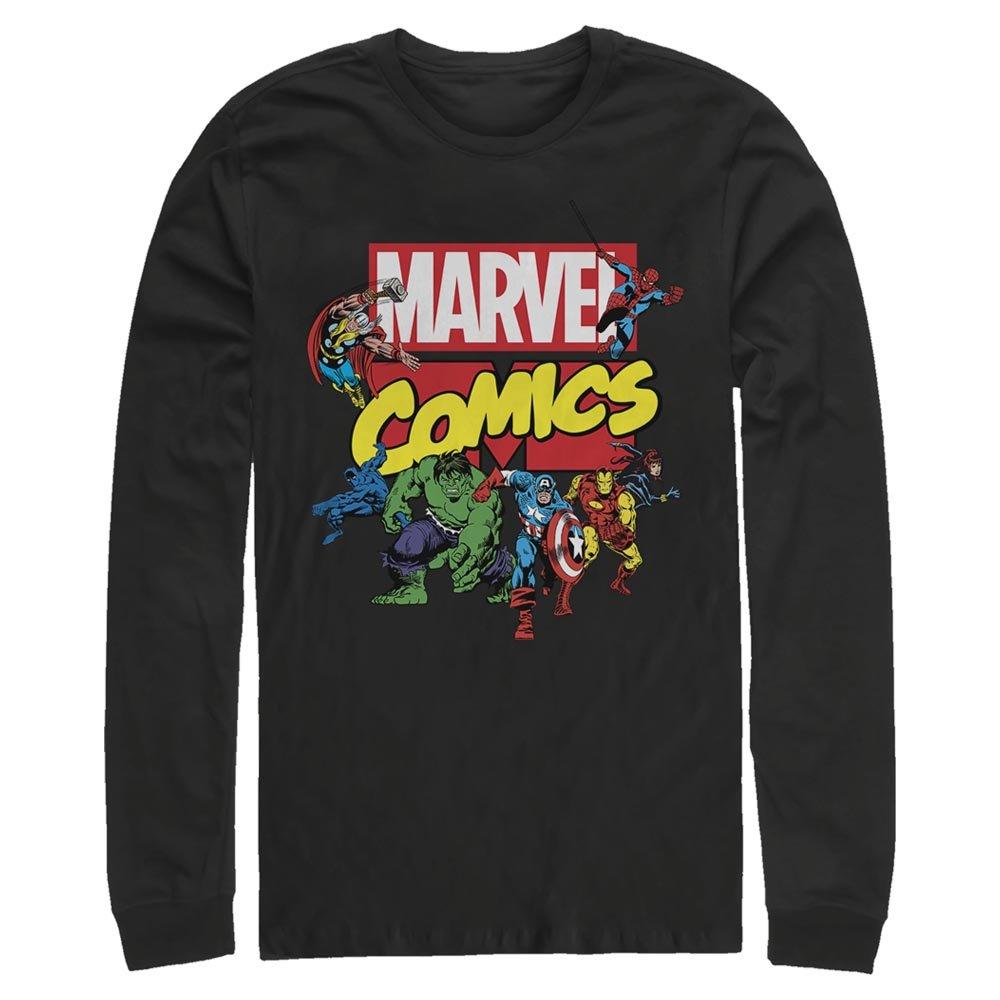 Marvel Comics Logo With Heroes Long Sleeve Unisex T-Shirt