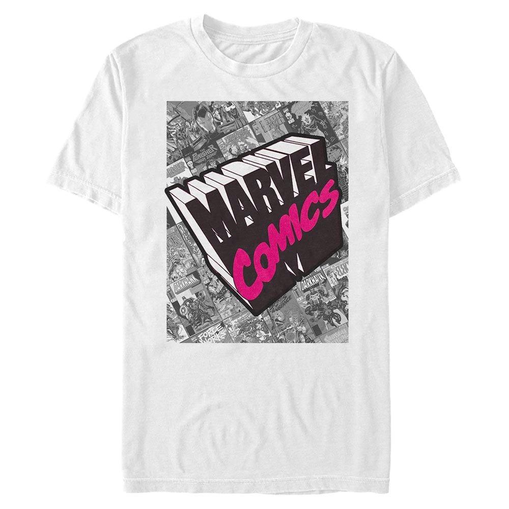 Marvel Comics Neon Pink Logo Mens T-Shirt