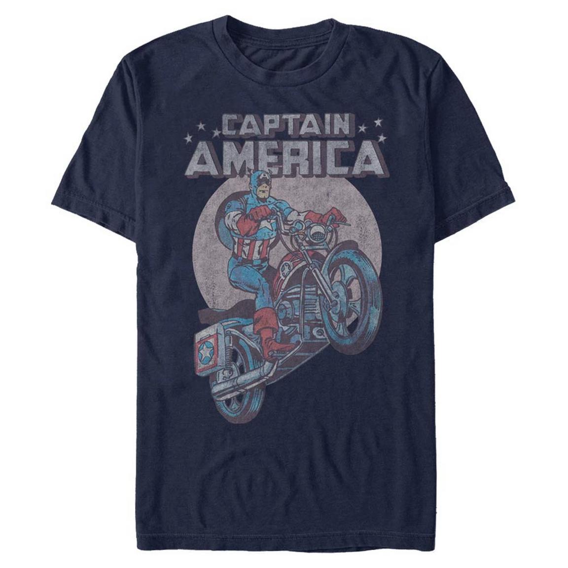Marvel Captain America Motorcycle Unisex T-Shirt, Size: 2XL, Fifth Sun