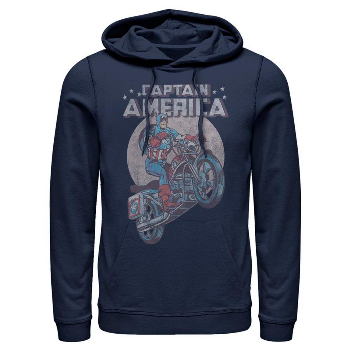 Marvel Captain America Motorcycle Unisex Hooded Sweatshirt, Size: Large, Fifth Sun