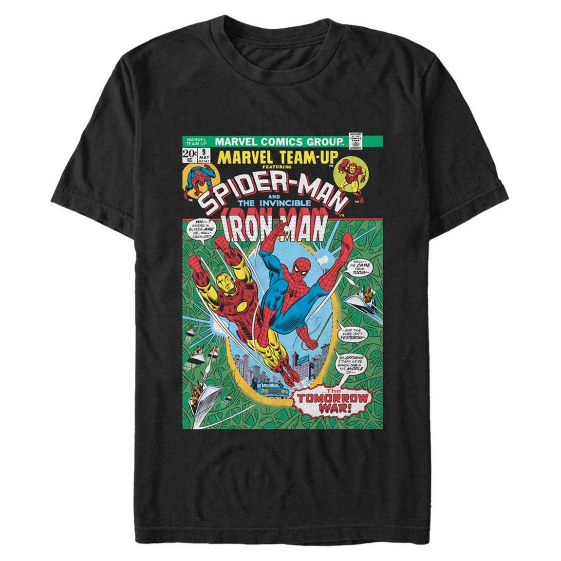 Marvel Spider-Man and Iron Man Team-Up Unisex T-Shirt, Size: Small, Fifth Sun