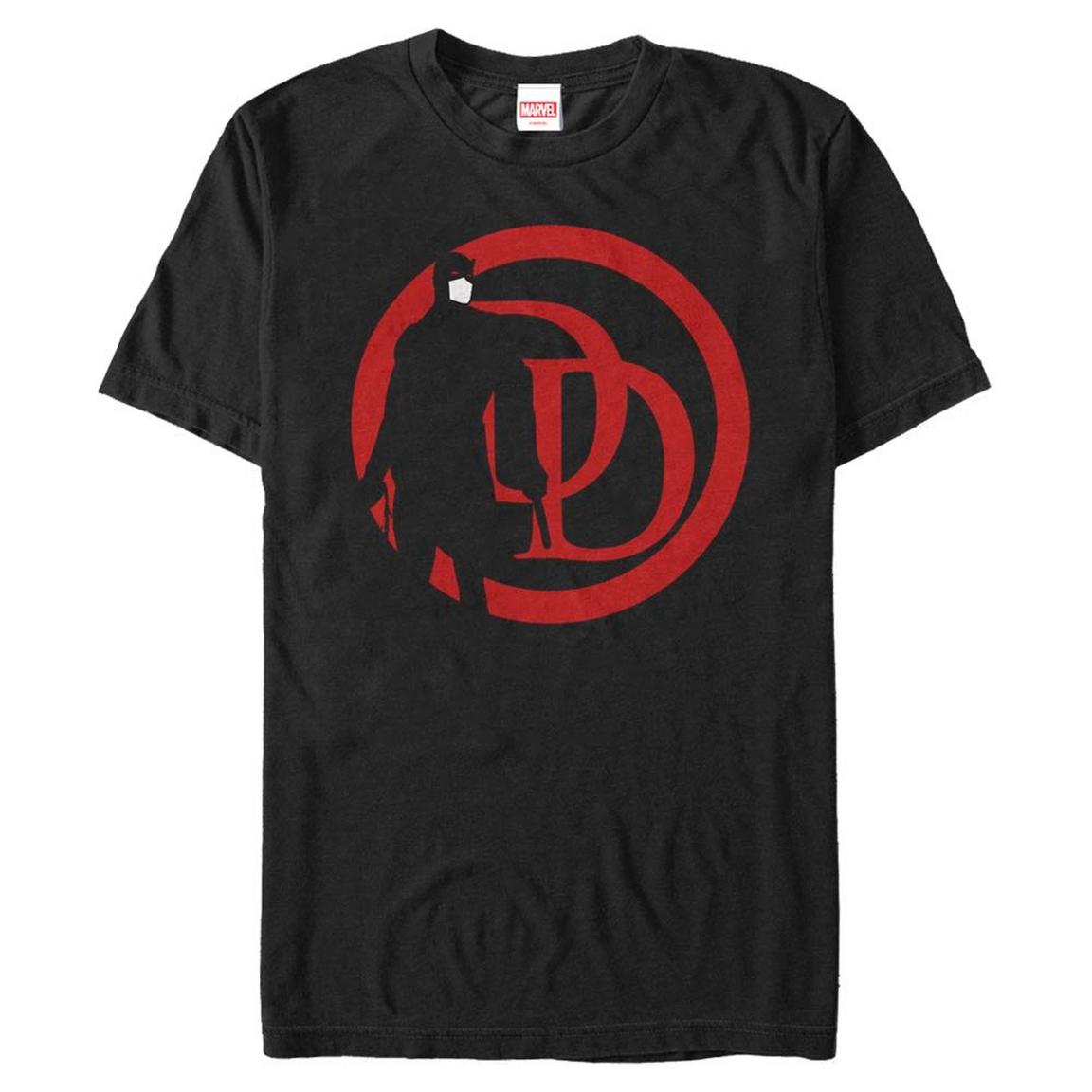 Marvel Daredevil Logo and Silhouette Unisex T-Shirt, Size: Medium, Fifth Sun