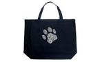 Dog Commands Paw Print Word Art  Large Tote Bag