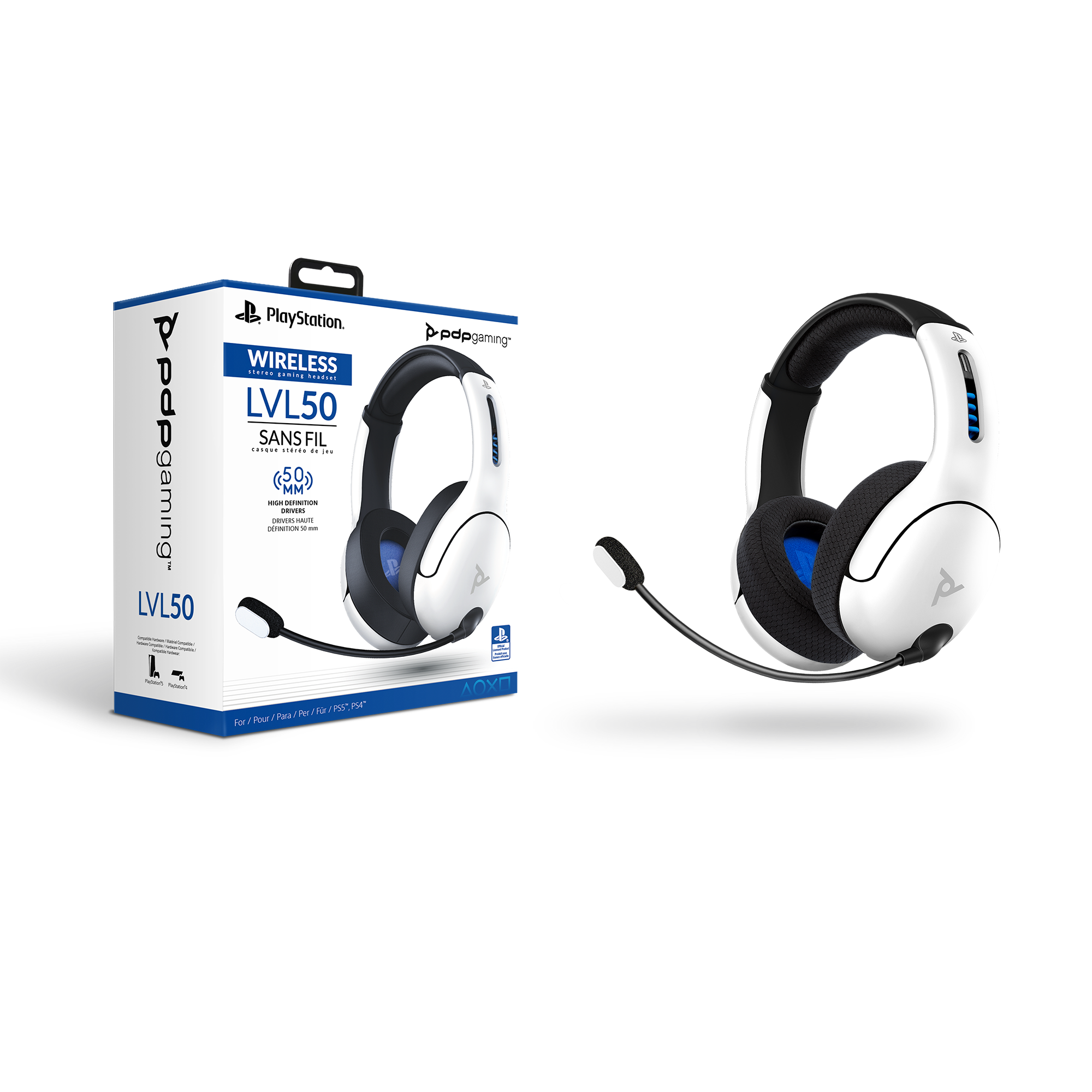 list item 2 of 9 PDP Gaming LVL50 Wireless Stereo Headset for PlayStation 4 White