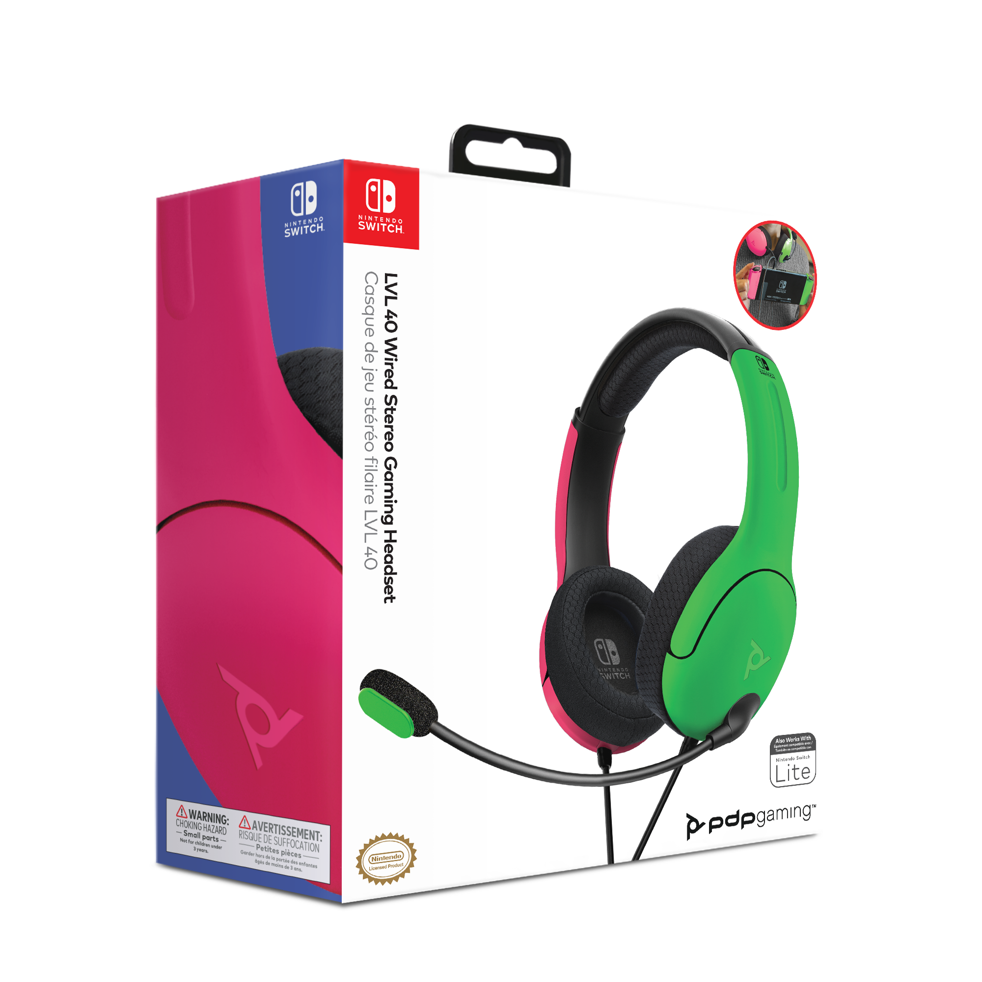 PDP Gaming LVL40 Stereo Headset with Mic for Nintendo Switch - PC, iPad,  Mac, Laptop Compatible - Noise Cancelling Microphone, Lightweight, Soft