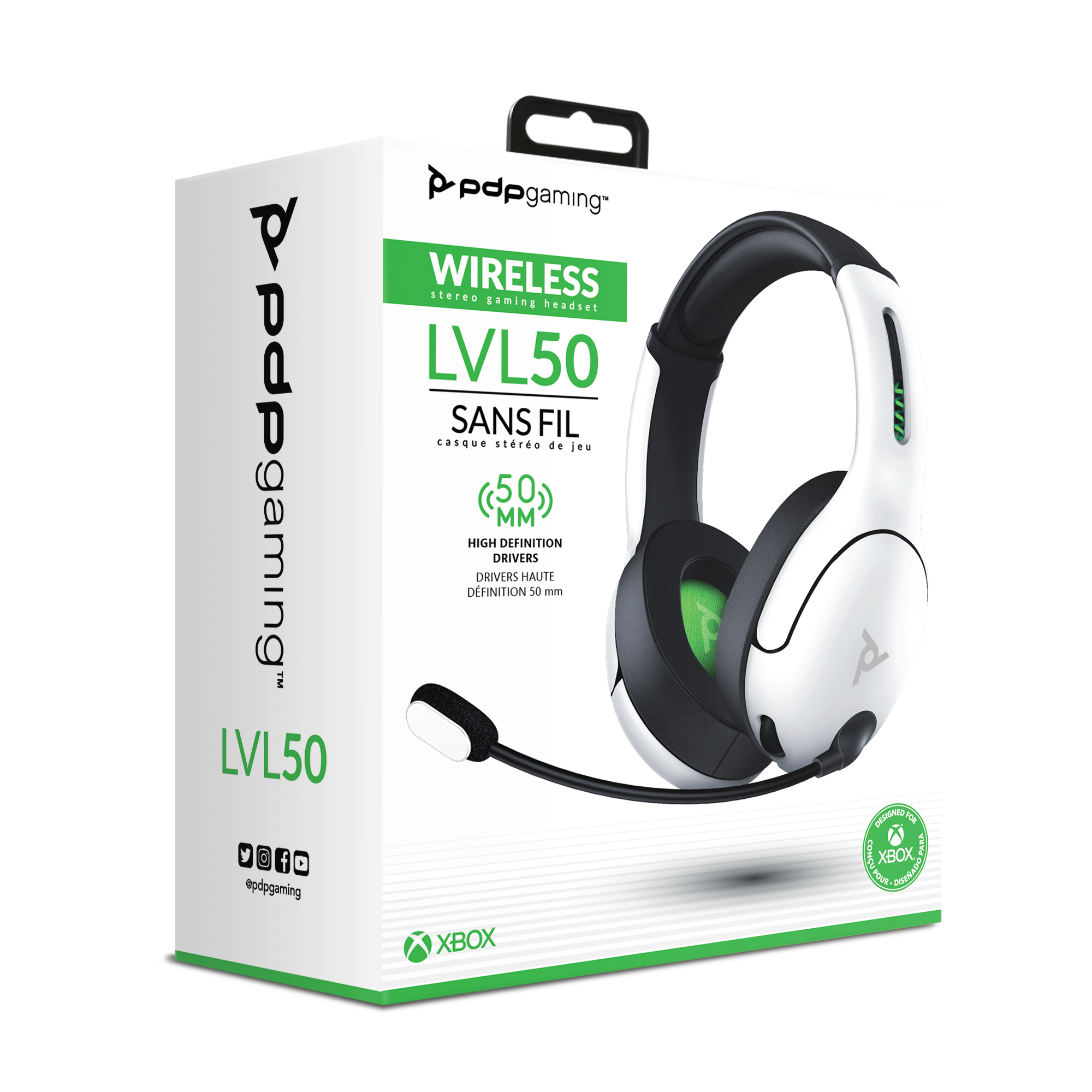 PDP LVL50 Wireless Stereo Headset with Noise Cancelling Microphone: White -  PS5/PS4