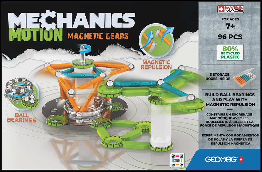 Geomag Mechanics: Motion Magnetic Gears Recycled Magnetic Building Set 96 Piece
