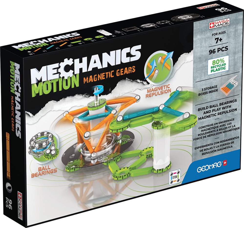 Geomag Mechanics: Motion Magnetic Gears Recycled Magnetic Building Set 96 Piece