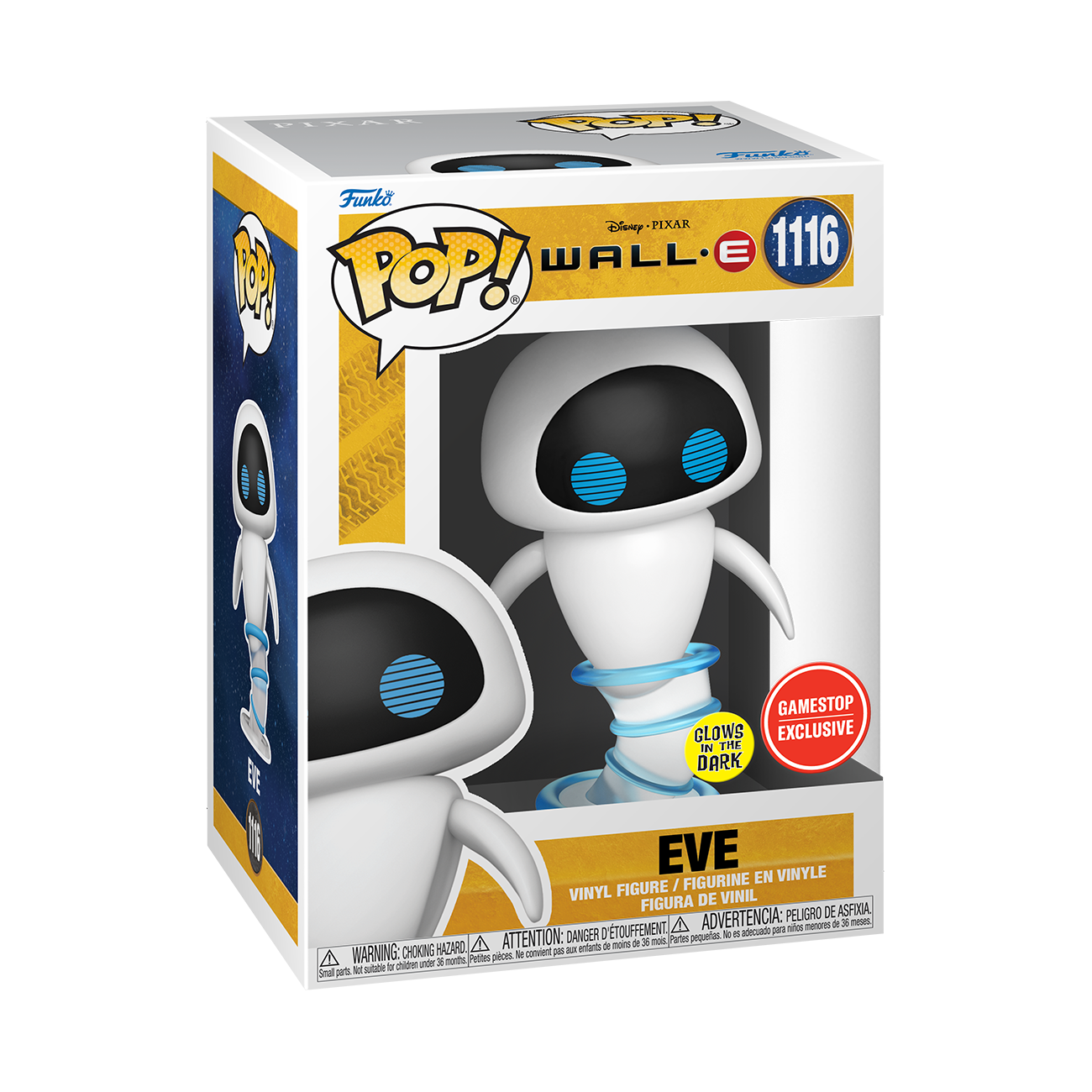 Funko Pop Disney Wall E Eve Flying Glow In The Dark Vinyl Figure Gamestop Exclusive
