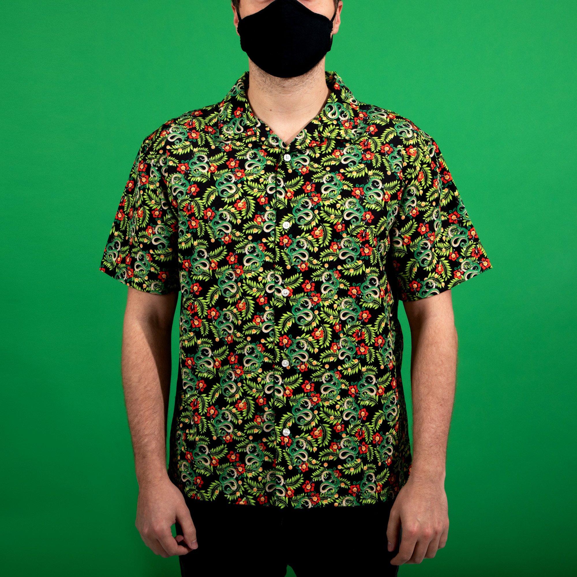 Dragon Ball Tropical Print Short Sleeve ButtonDown Shirt