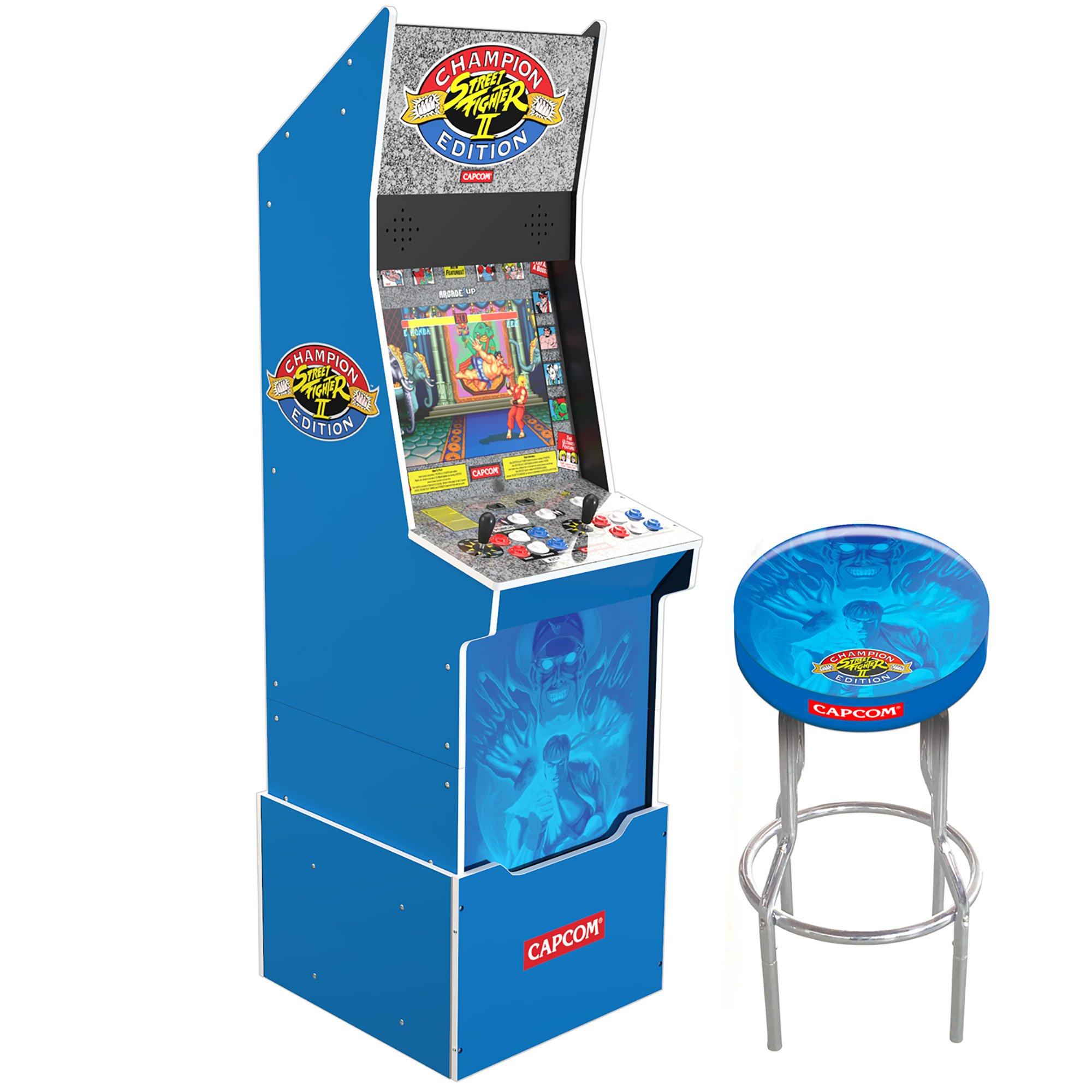 list item 1 of 8 Street Fighter II Champion Edition Big Blue Arcade Cabinet with Riser