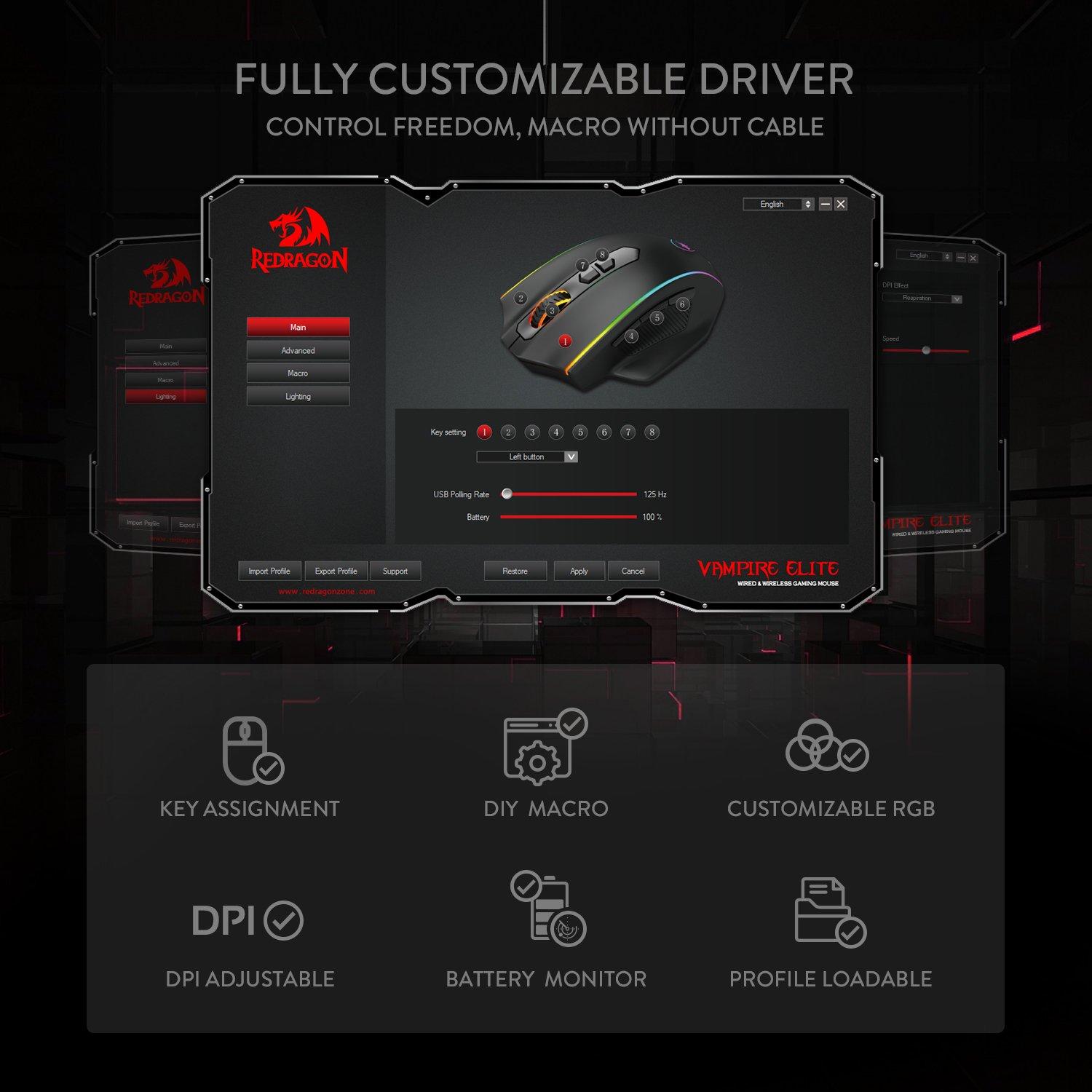 Redragon M686 Adjustable DPI RGB Wireless Gaming Mouse