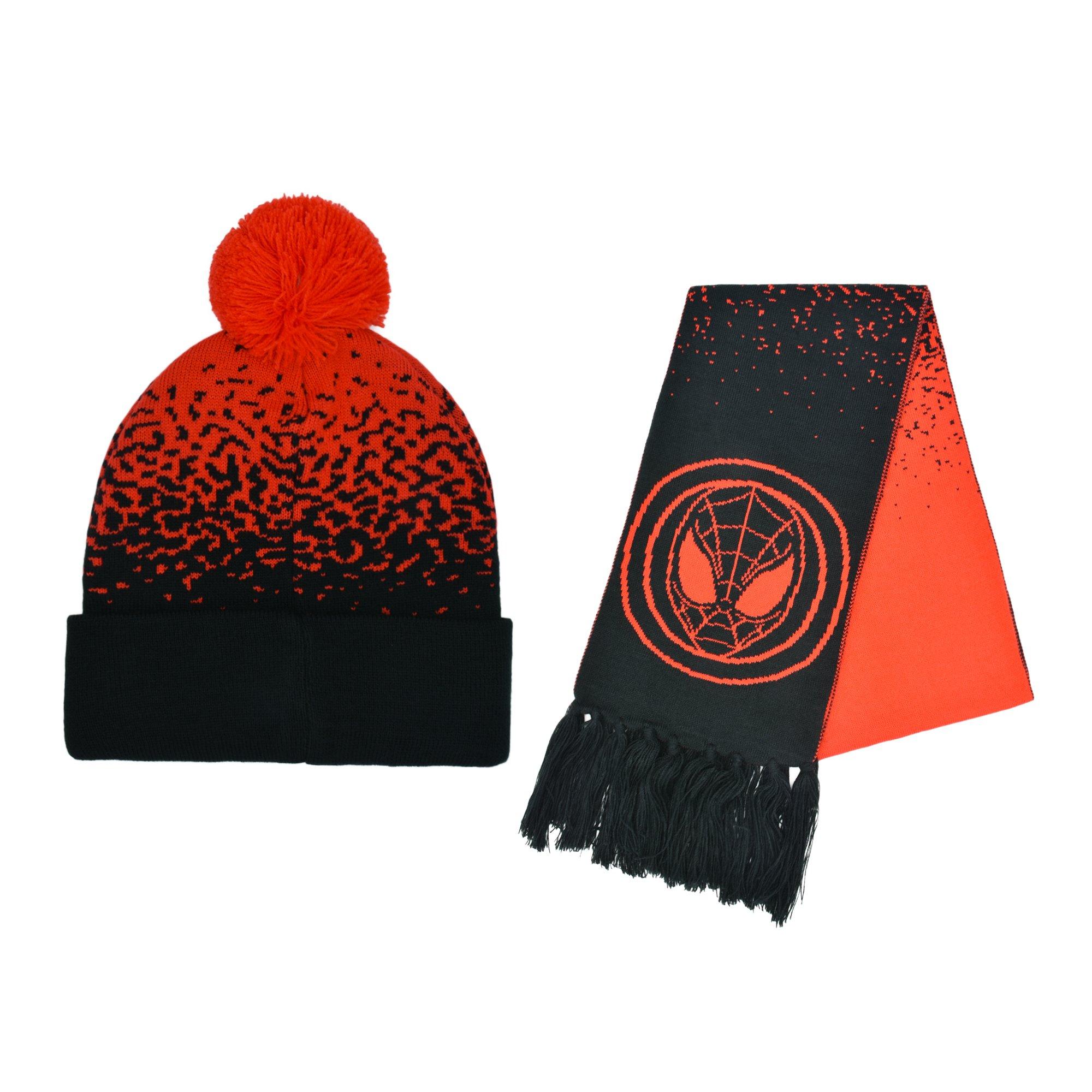 Spider-Man Miles Morales Puff Ball Beanie and Scarf Set
