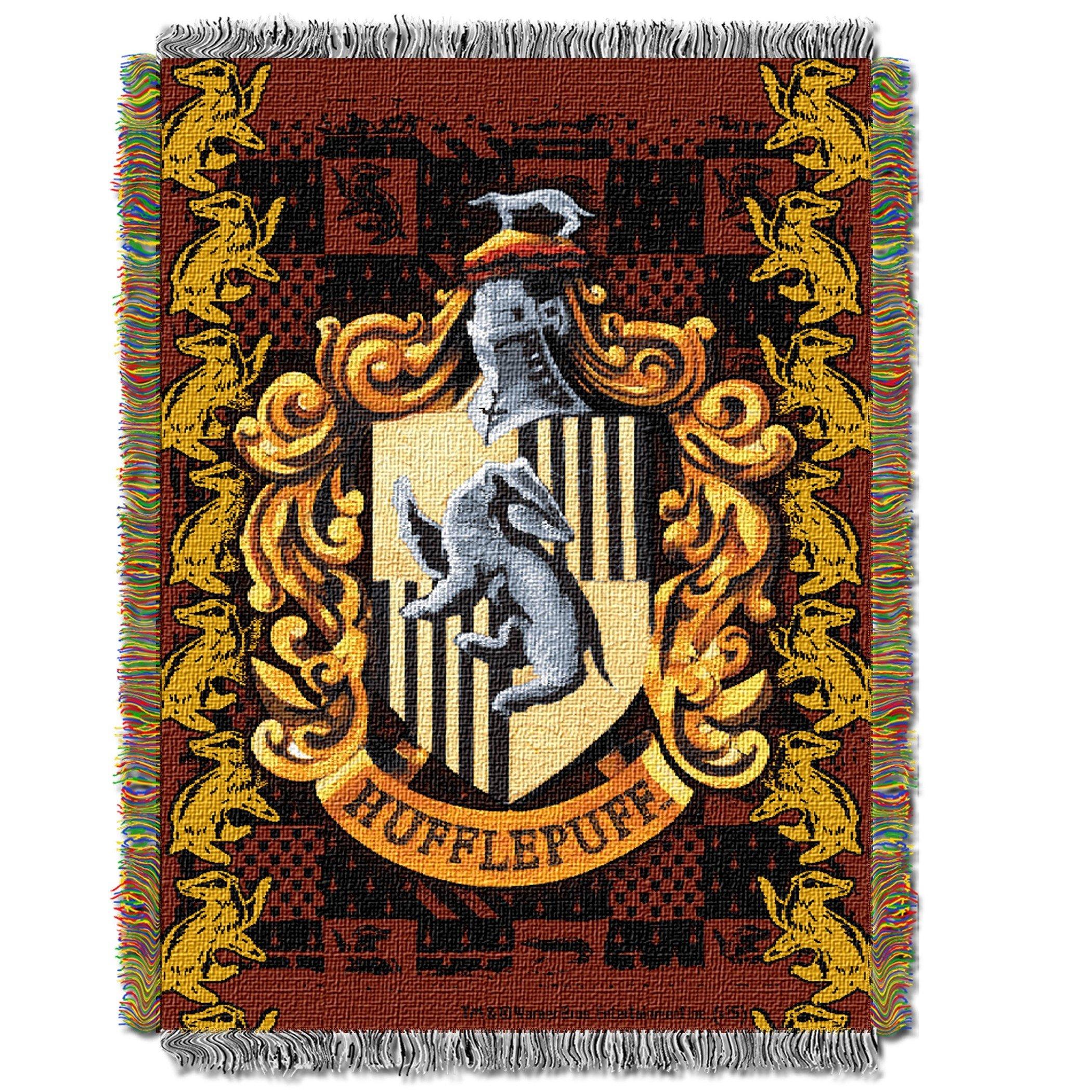 Harry Potter Hufflepuff Crest Woven Tapestry Throw Blanket