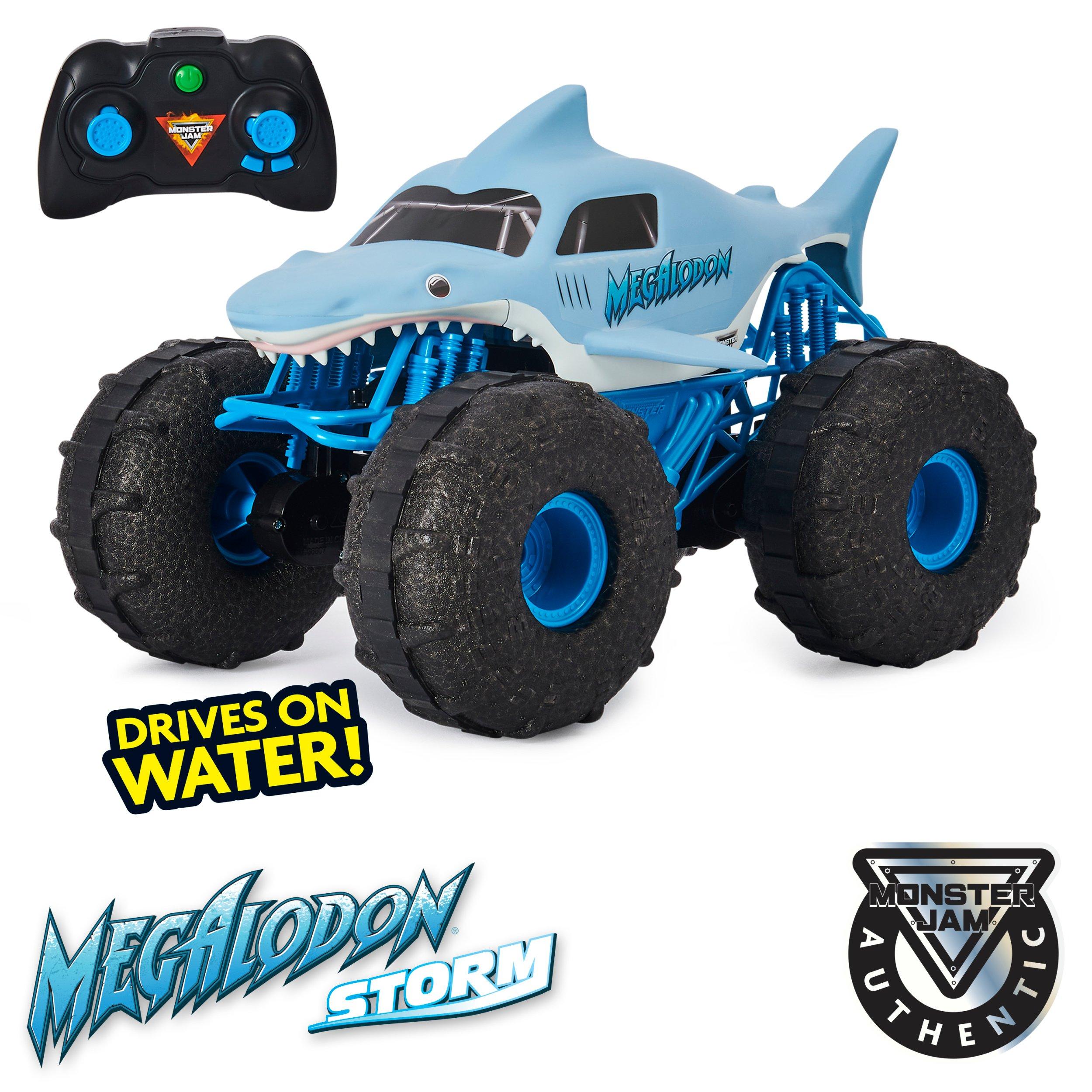 Машины монстры пульте. 6056227 Машинка Monster Jam Megalodon. Игрушка Monster Jam Megalodon 6044952. Monster Jam Monster Truck Megalodon игрушка. Hot Wheels Monster Jam Megalodon пульт управления.