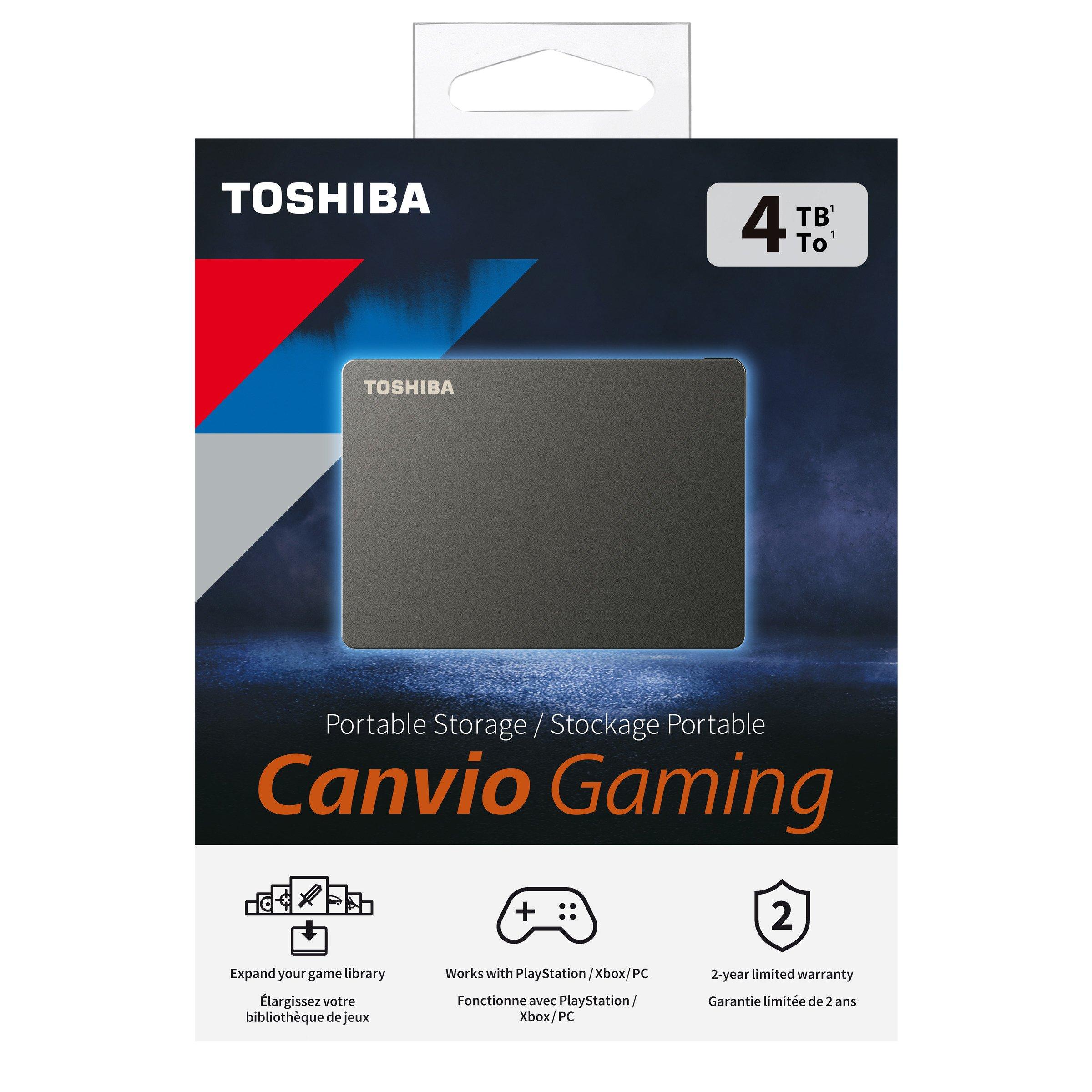 Toshiba CANVIO Gaming Console Portable External Hard Drive 4TB Black