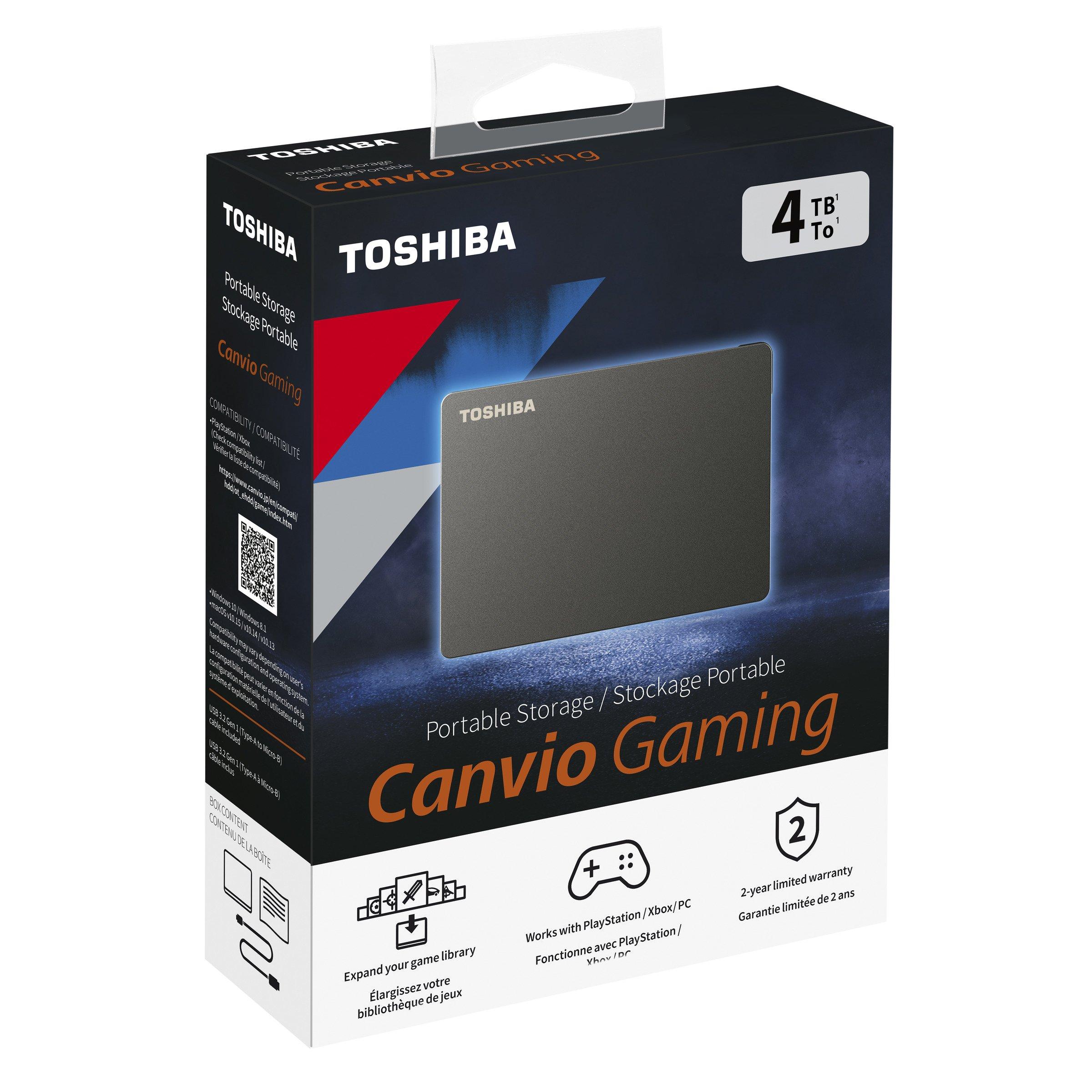 Toshiba CANVIO Gaming Console Portable External Hard Drive 4TB Black