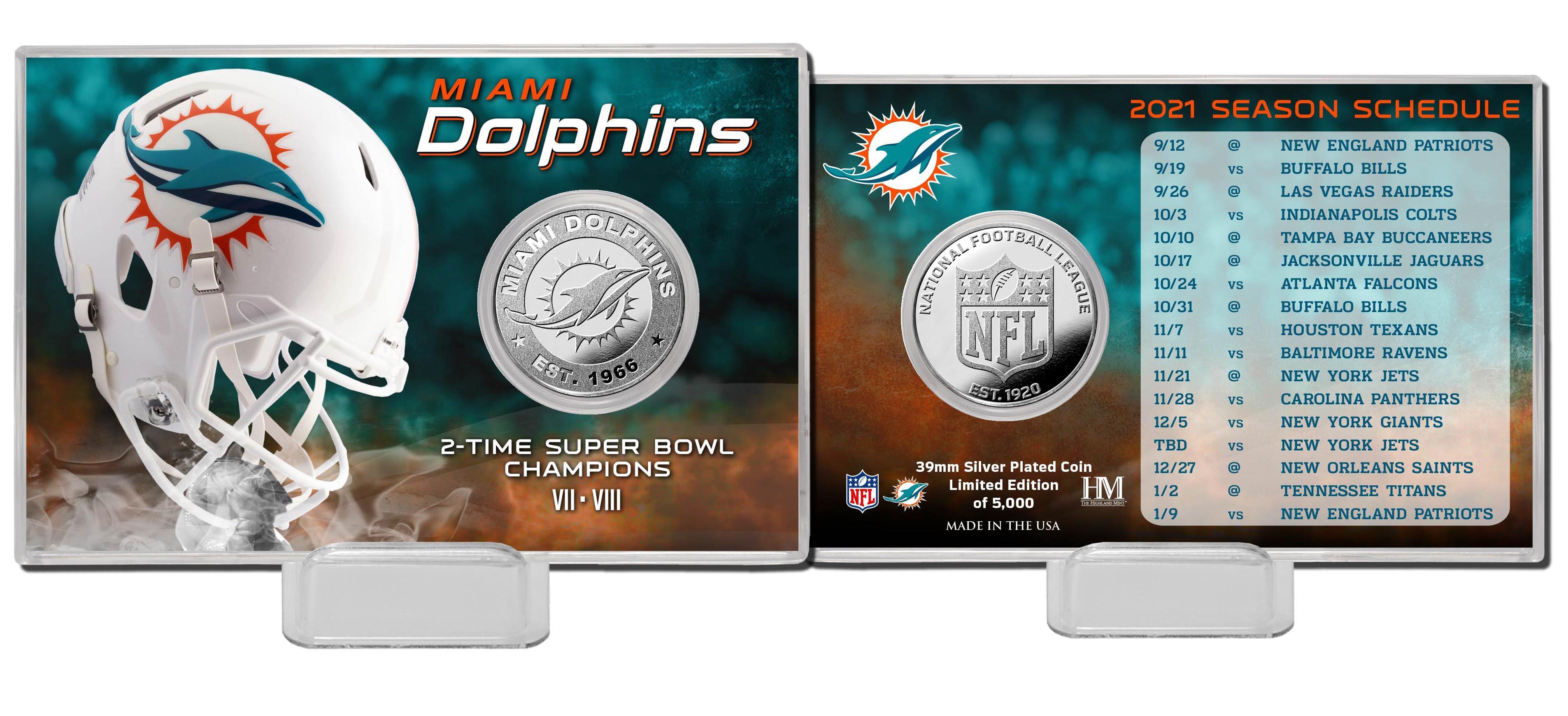 nfl miami dolphins 2021 game schedule silver coin card gamestop