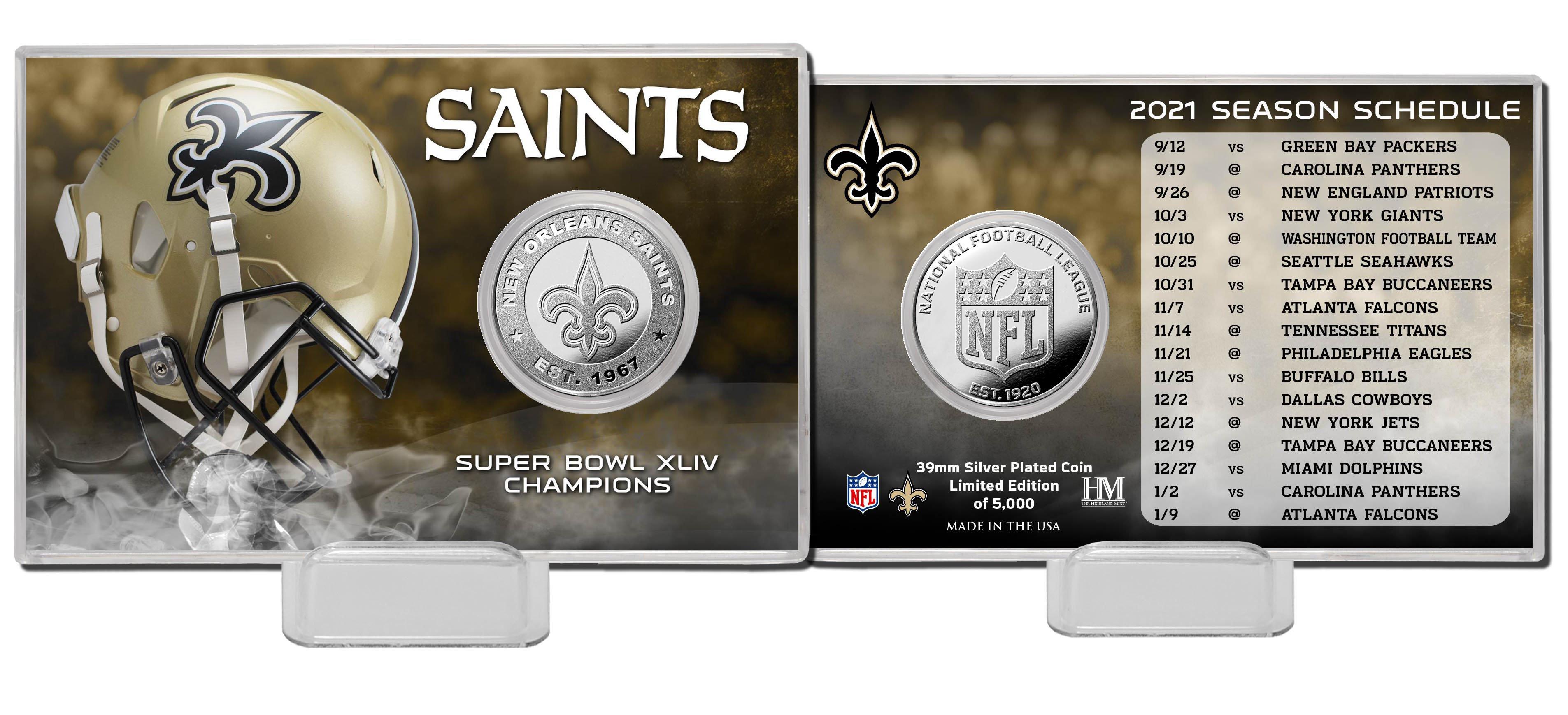 highland-mint-nfl-new-orleans-saints-2021-game-schedule-silver-coin-card