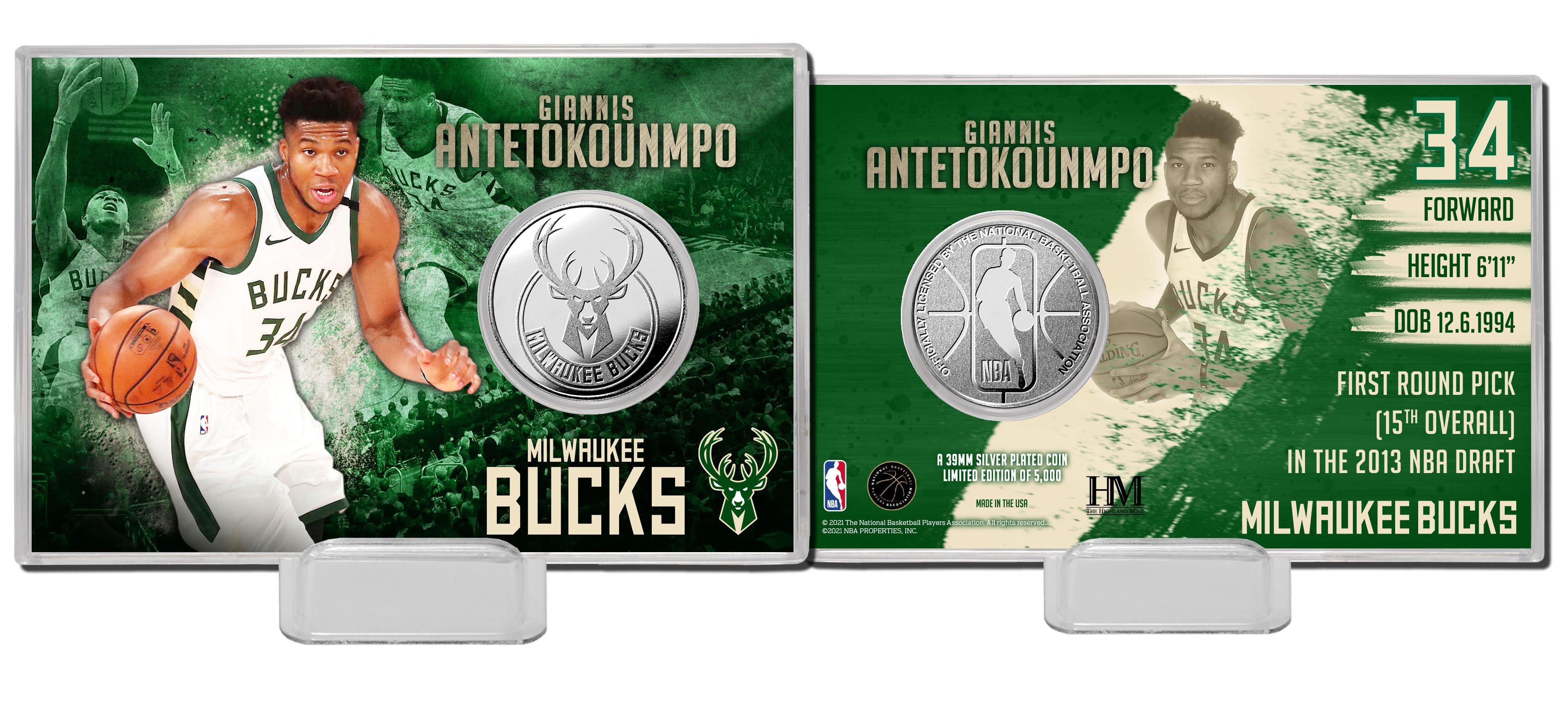 Highland Mint NBA Milwaukee Bucks Giannis Ugo Antetokounmpo Silver Coin Card